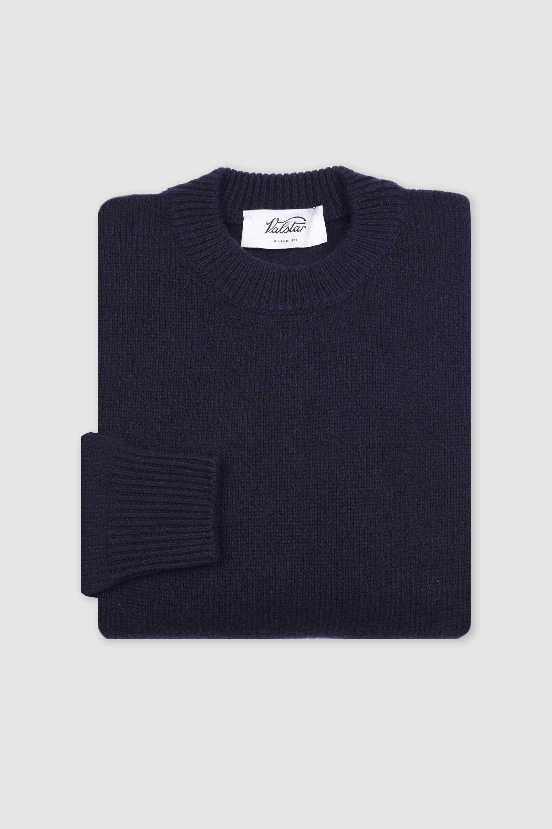 Maglia girocollo in cashmere. Blu - Navy