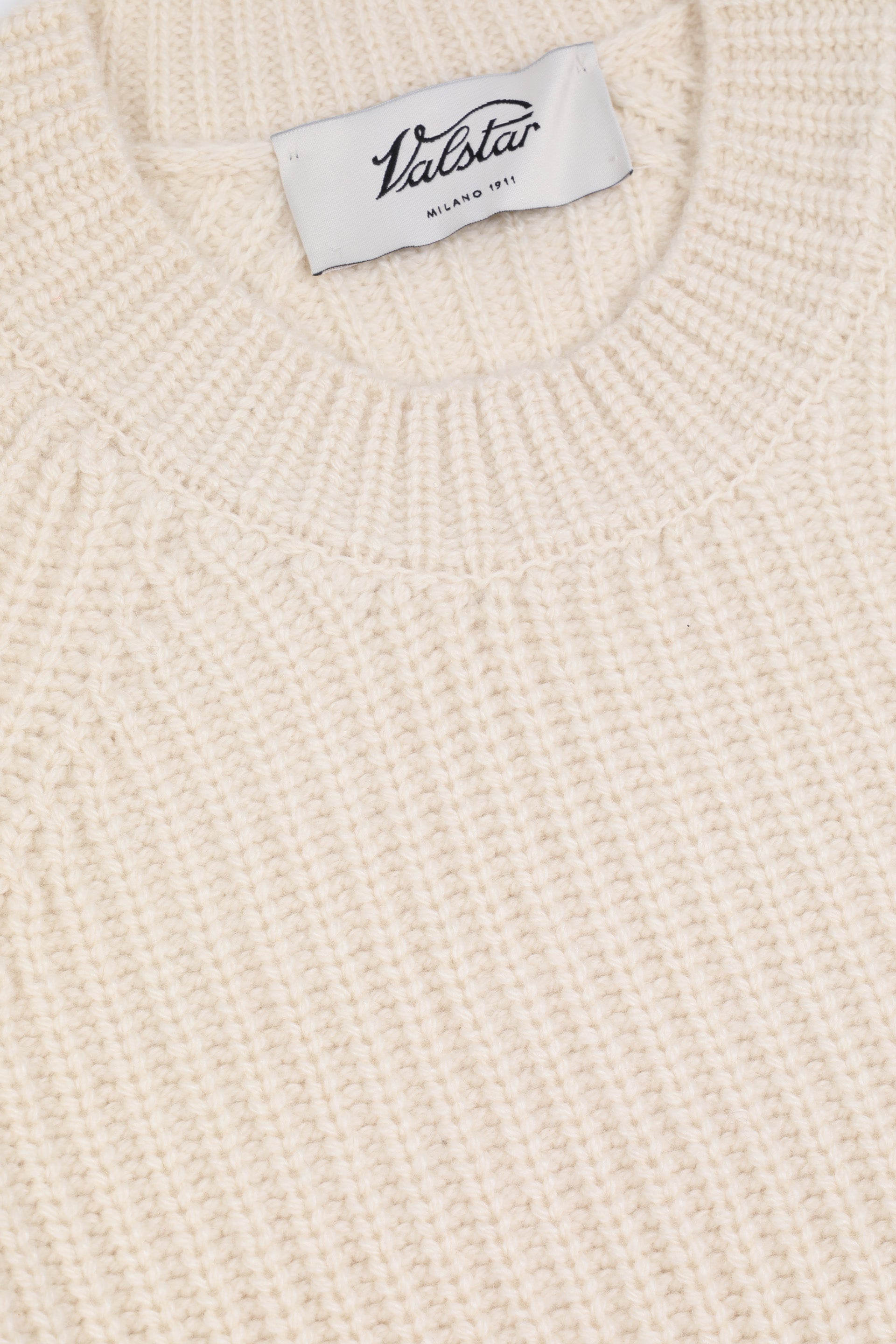 CASHMERE, RIBBED CREWNECK - Champignon