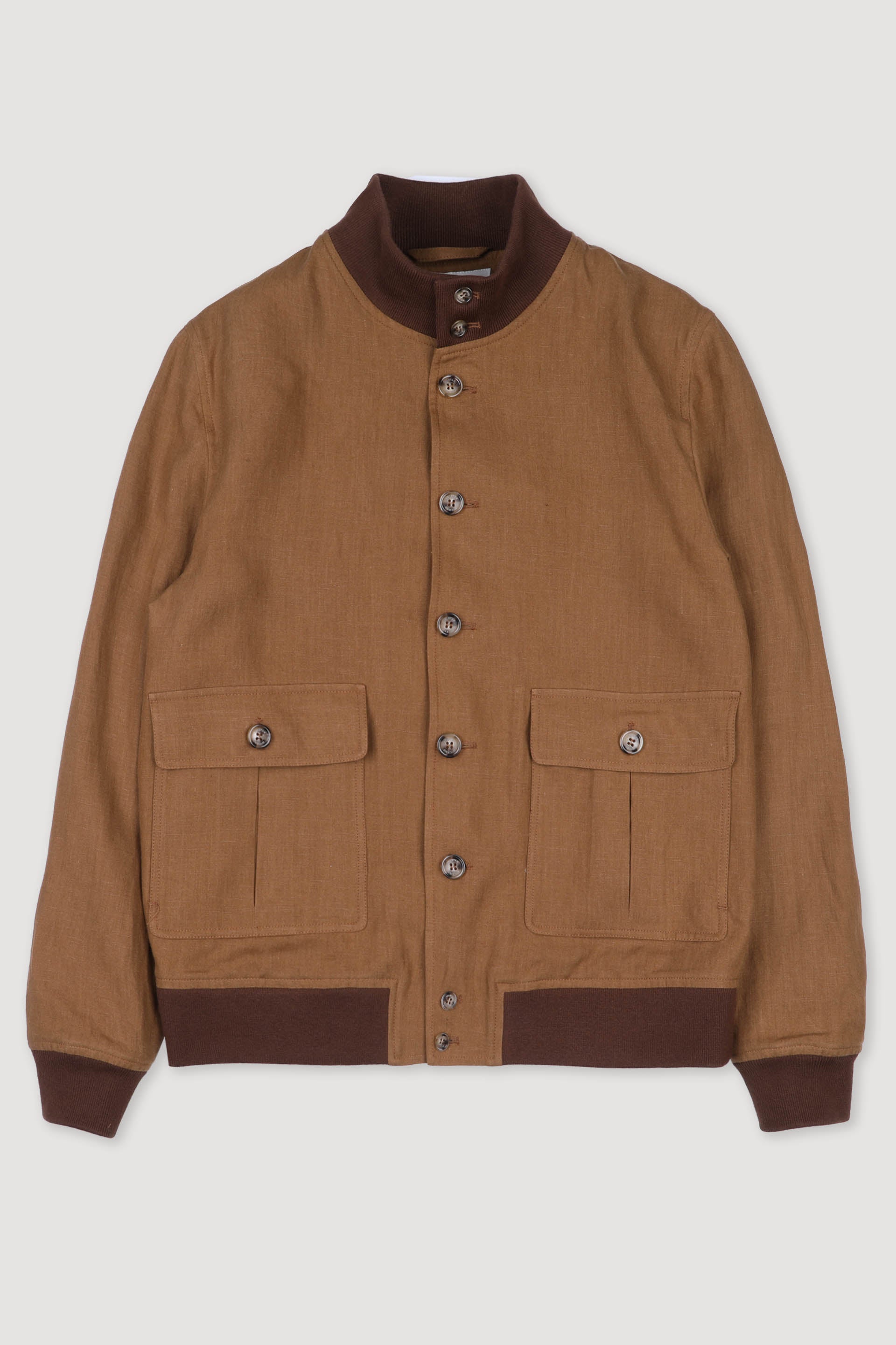 Giubbotto Valstarino in lino, sfoderato. Marrone - Cognac