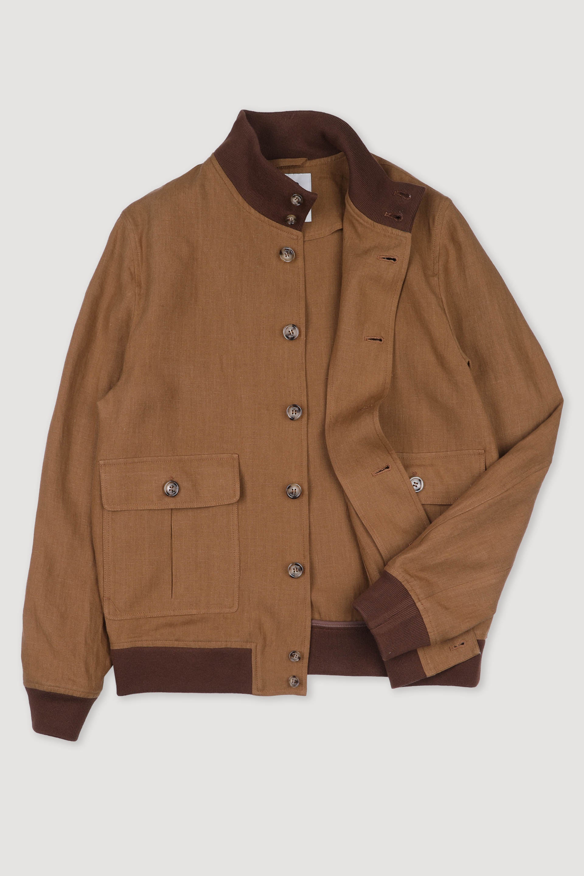 Giubbotto Valstarino in lino, sfoderato. Marrone - Cognac