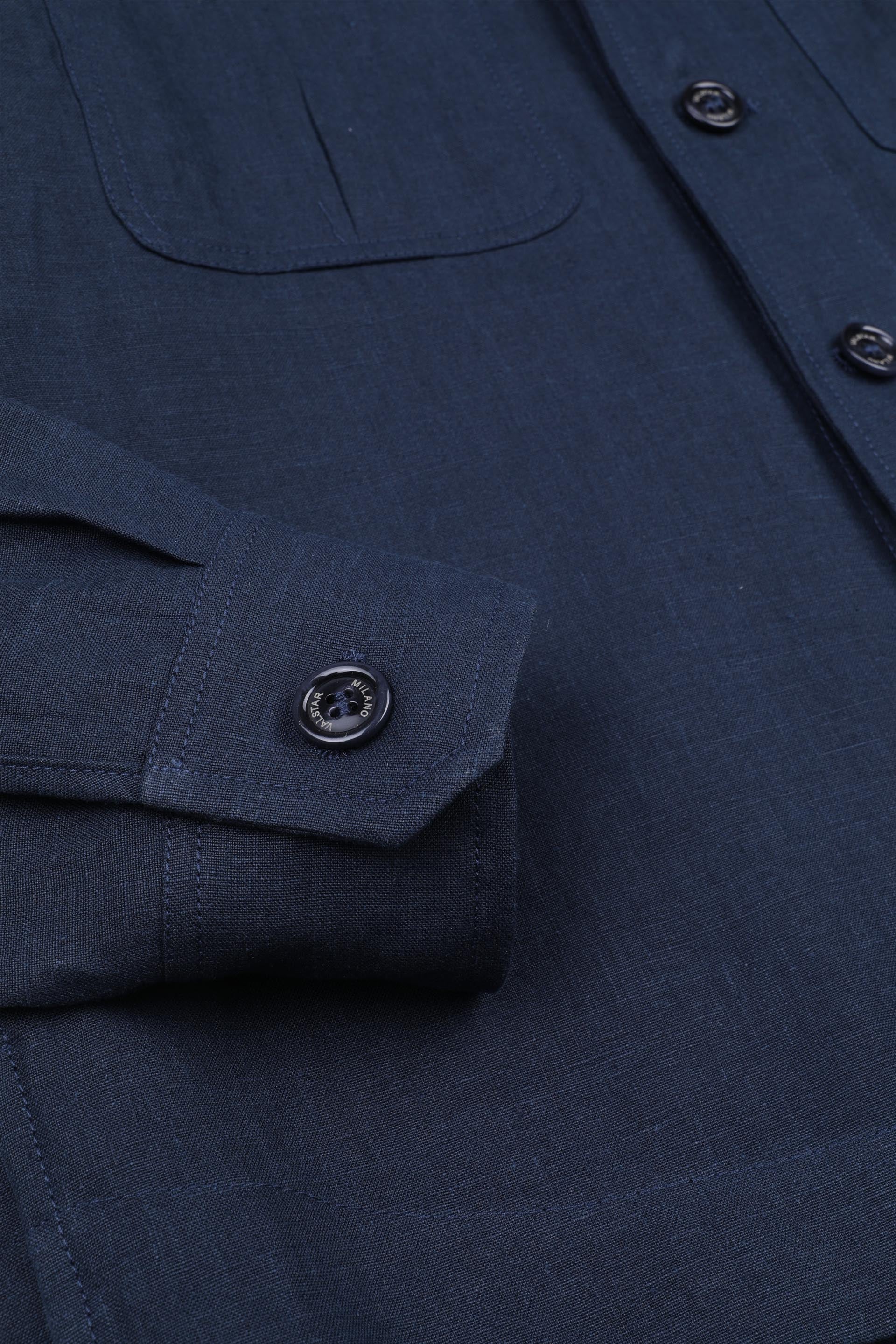 ANTONIO OVERSHIRT , SFODERATA, LINO - Blu notte