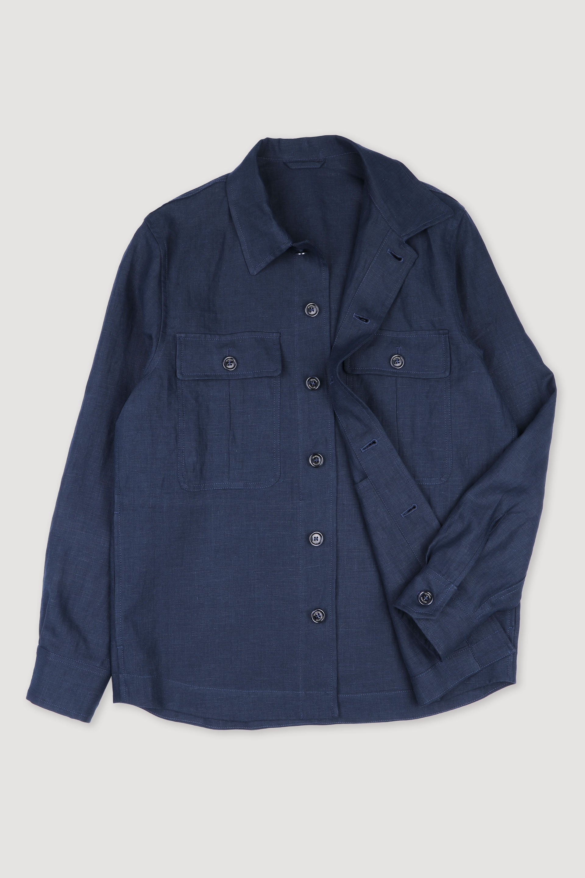 ANTONIO OVERSHIRT , SFODERATA, LINO - Blu notte