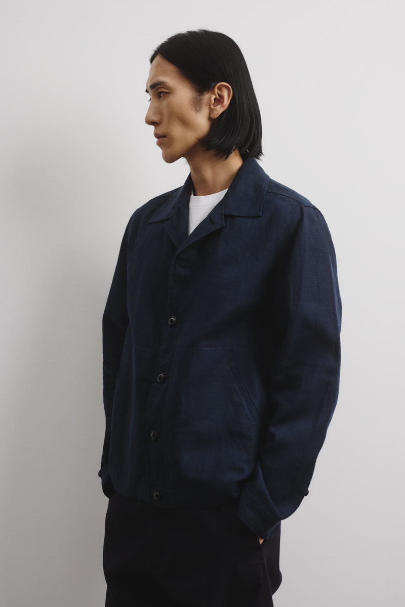 Coach jacket Mickie in lino, sfoderata - Blu notte