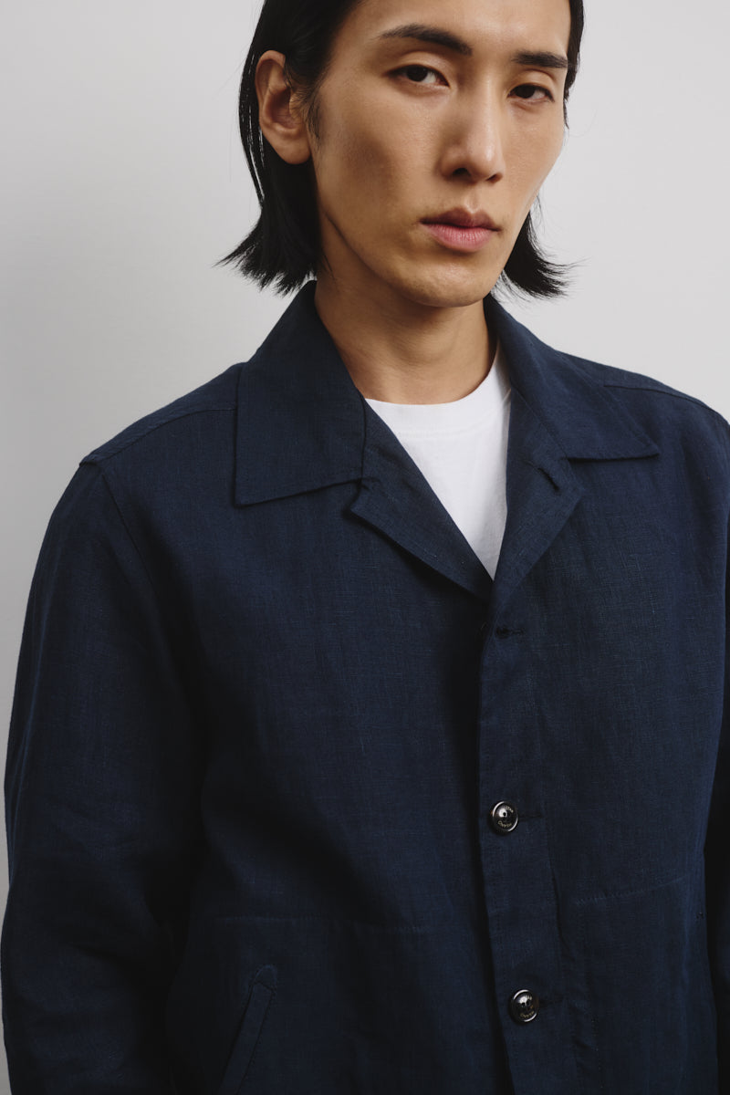 Coach jacket Mickie in lino, sfoderata - Blu notte