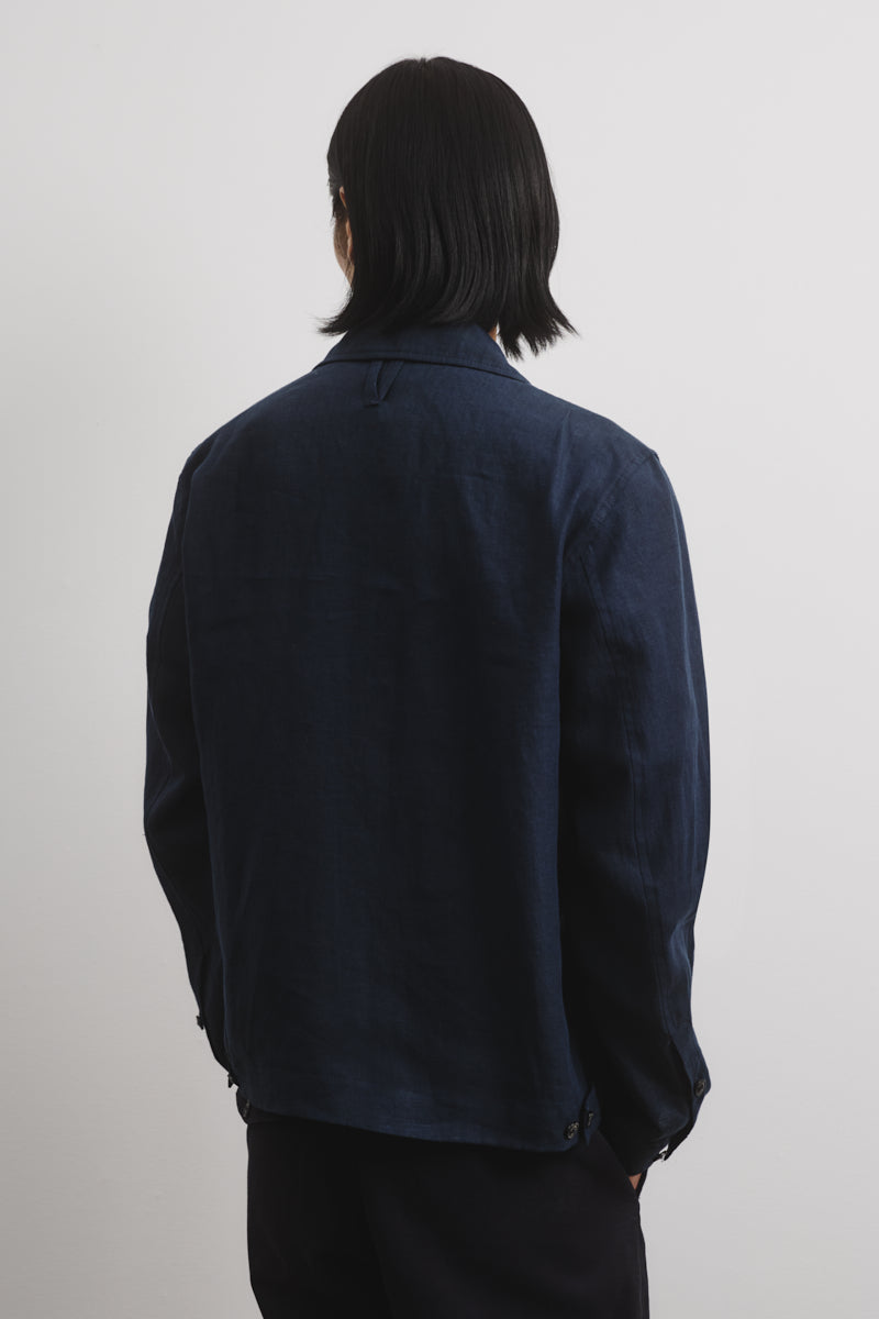 Coach jacket Mickie in lino, sfoderata - Blu notte