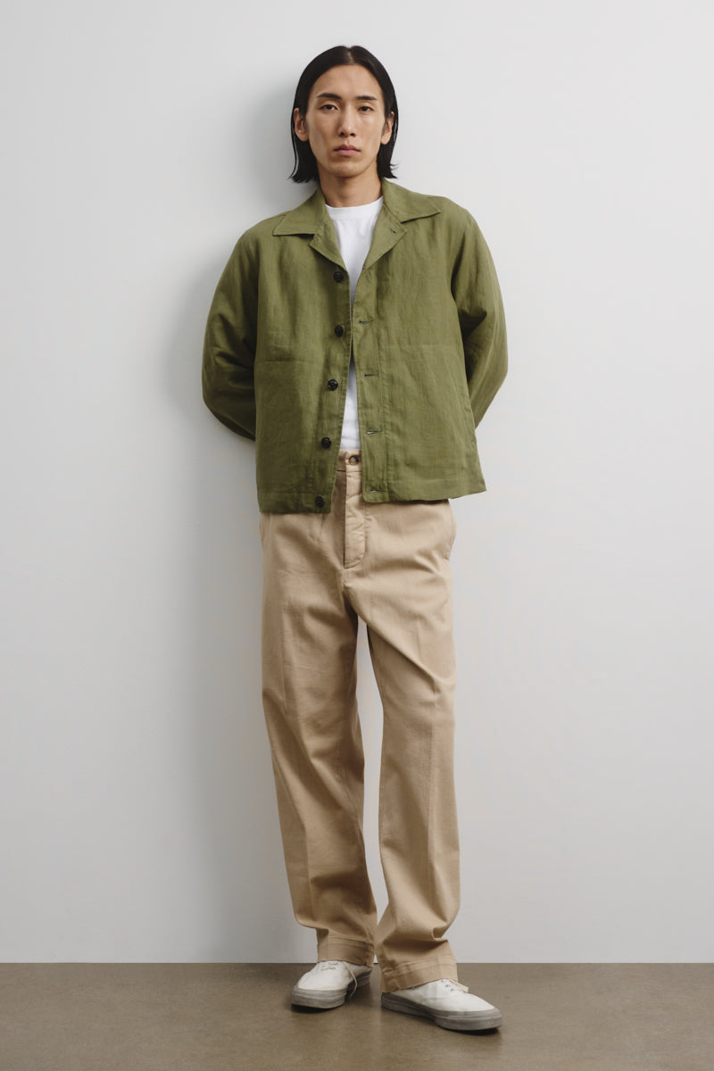 Coach jacket Mickie in lino, sfoderata, verde - Fatigue green