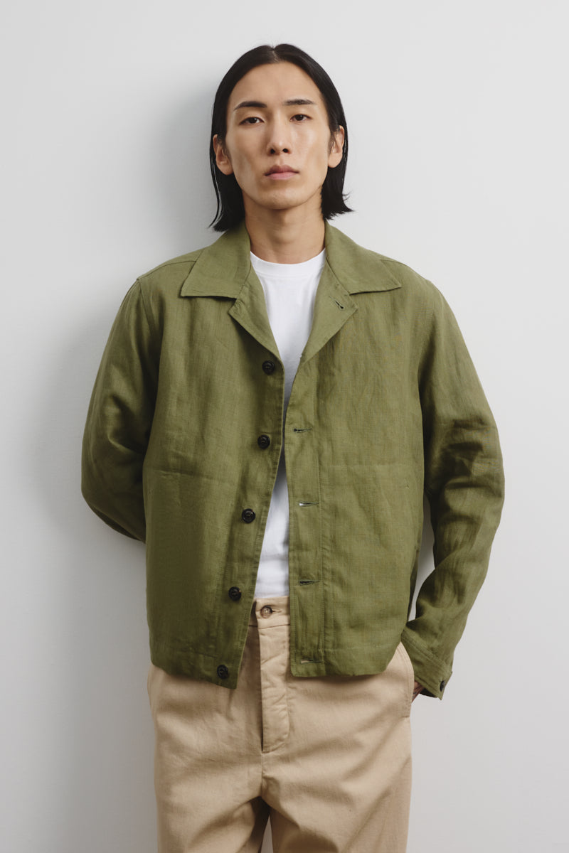 Coach jacket Mickie in lino, sfoderata, verde - Fatigue green
