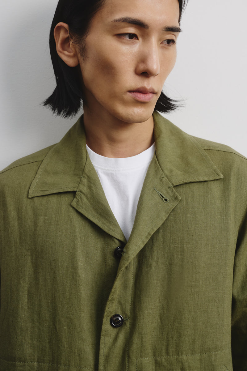 Coach jacket Mickie in lino, sfoderata, verde - Fatigue green