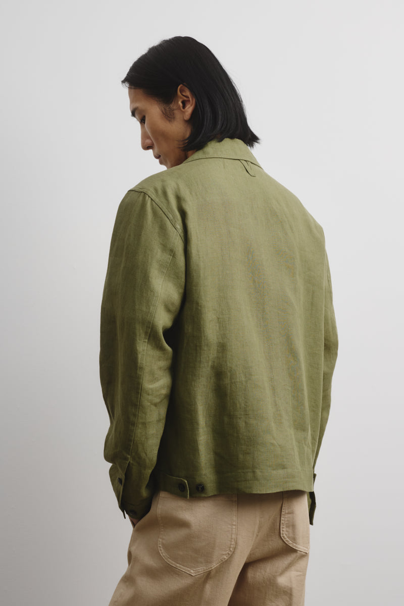 Coach jacket Mickie in lino, sfoderata, verde - Fatigue green
