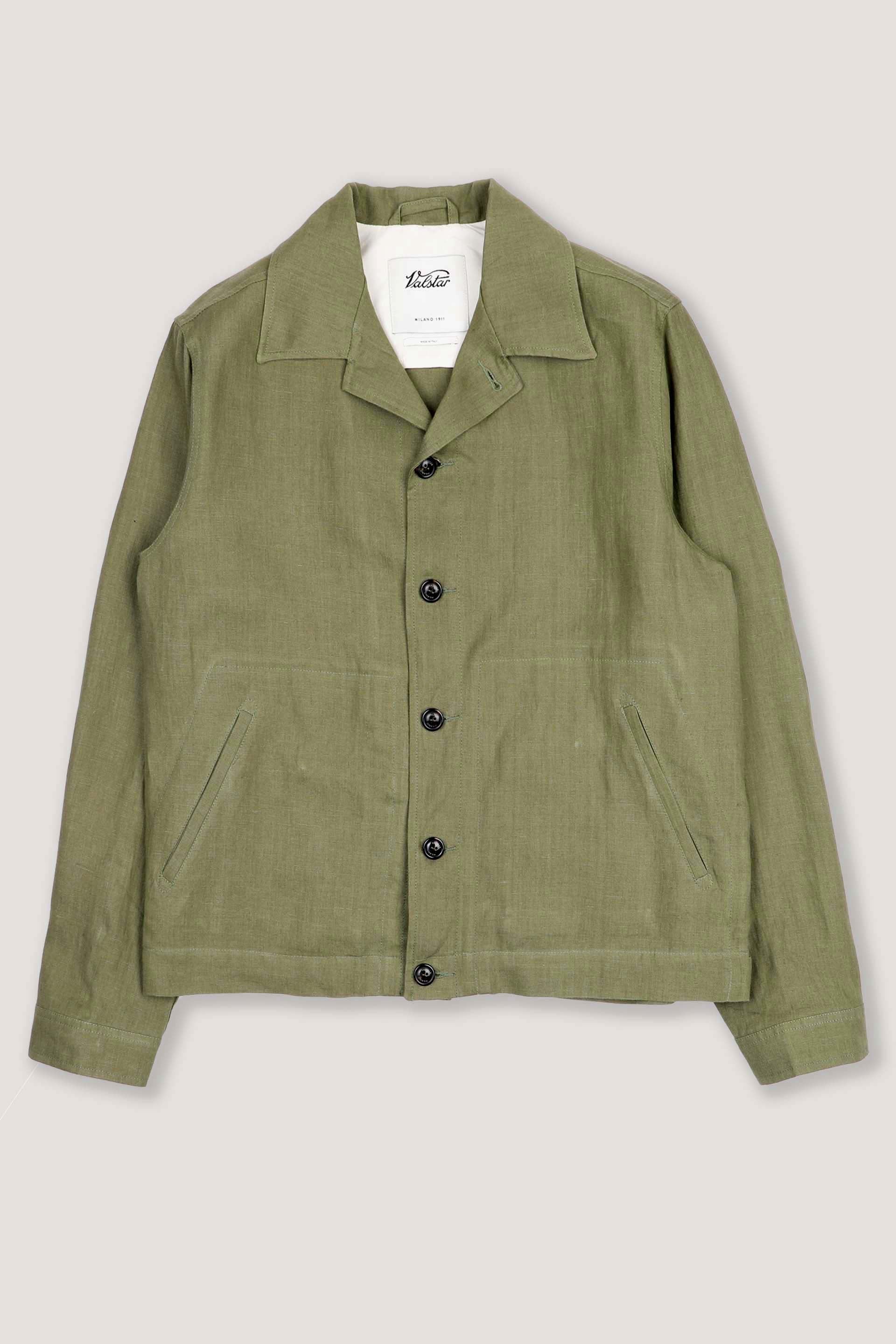 Coach jacket Mickie in lino, sfoderata, verde - Fatigue green
