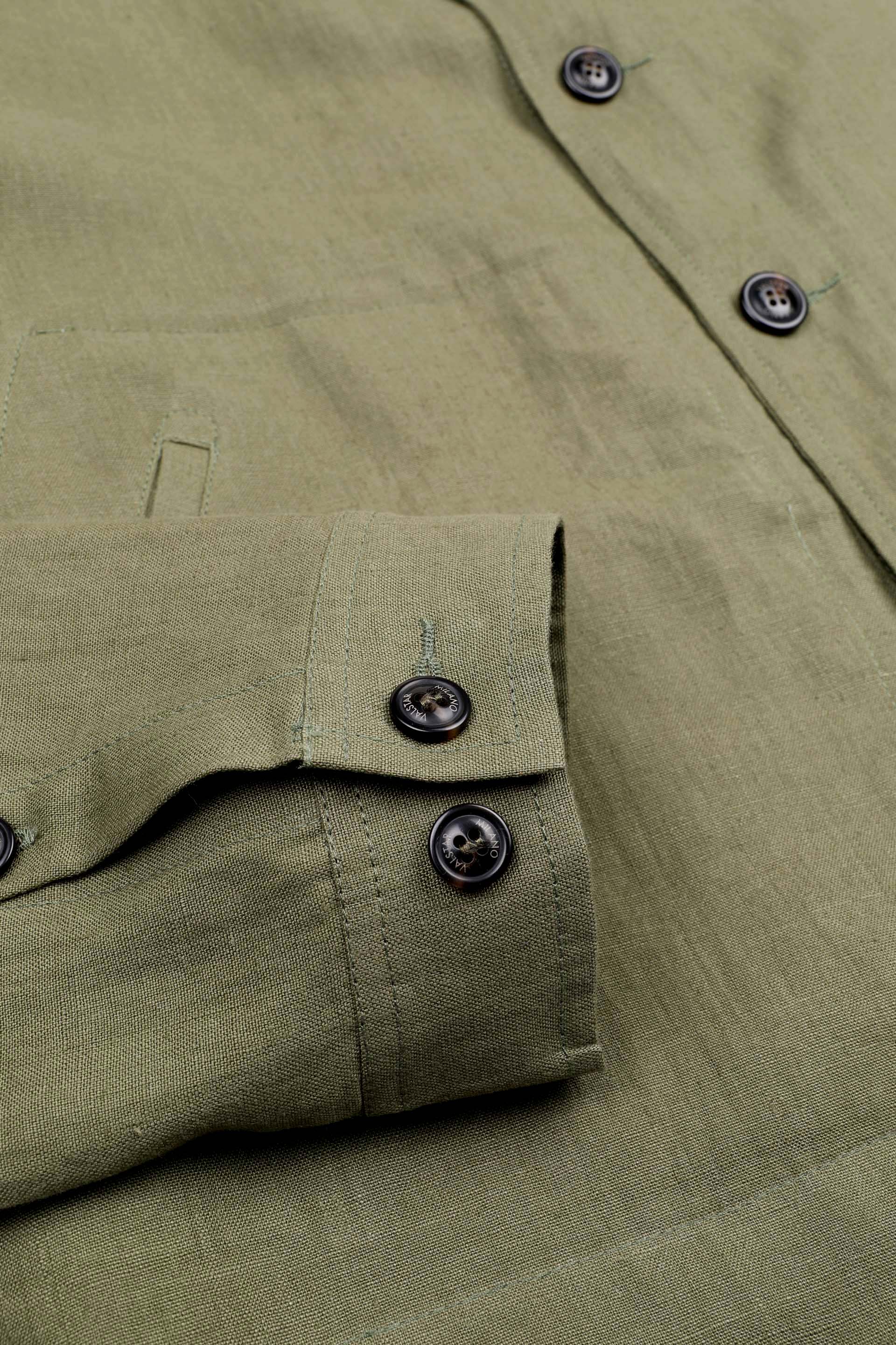 Coach jacket Mickie in lino, sfoderata, verde - Fatigue green