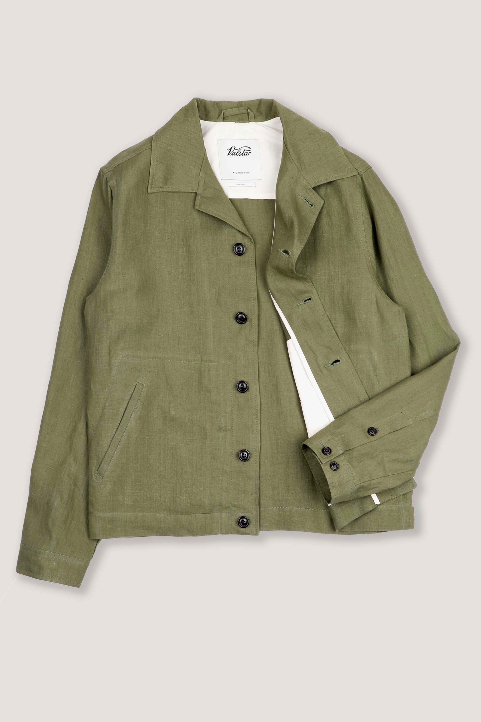 Coach jacket Mickie in lino, sfoderata, verde - Fatigue green