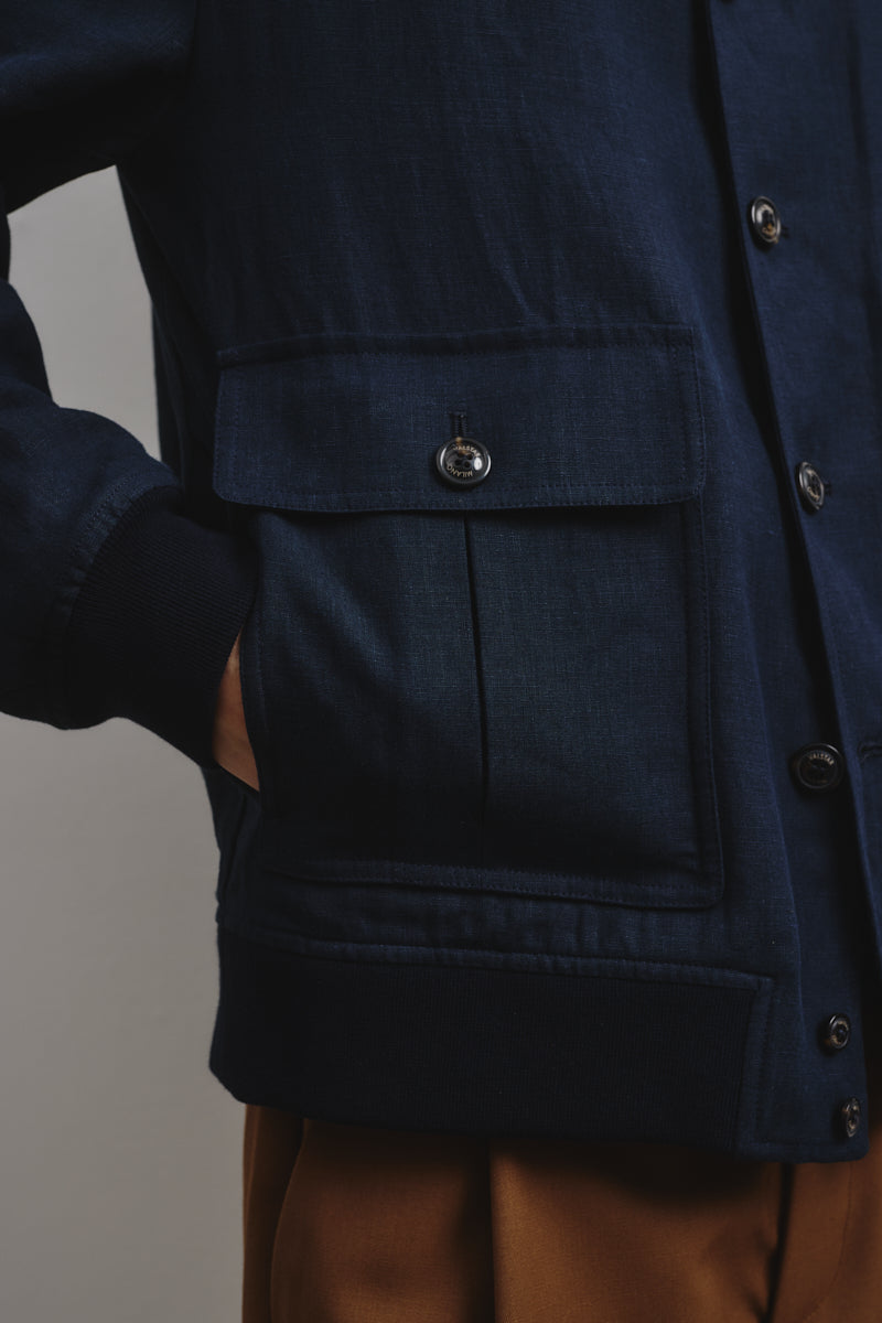 Giubbotto Valstarino in lino, sfoderato - Blu notte