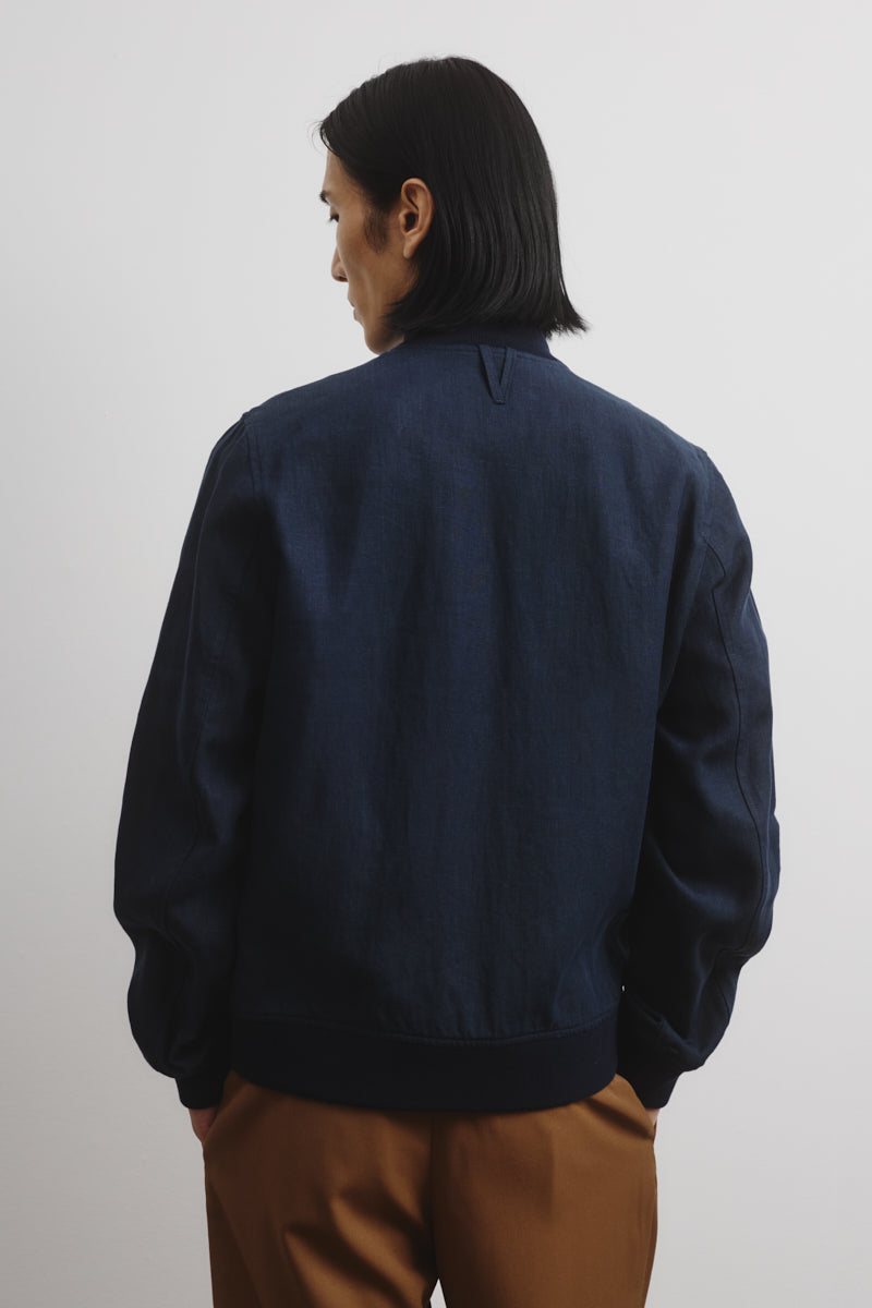 Giubbotto Valstarino in lino, sfoderato - Blu notte