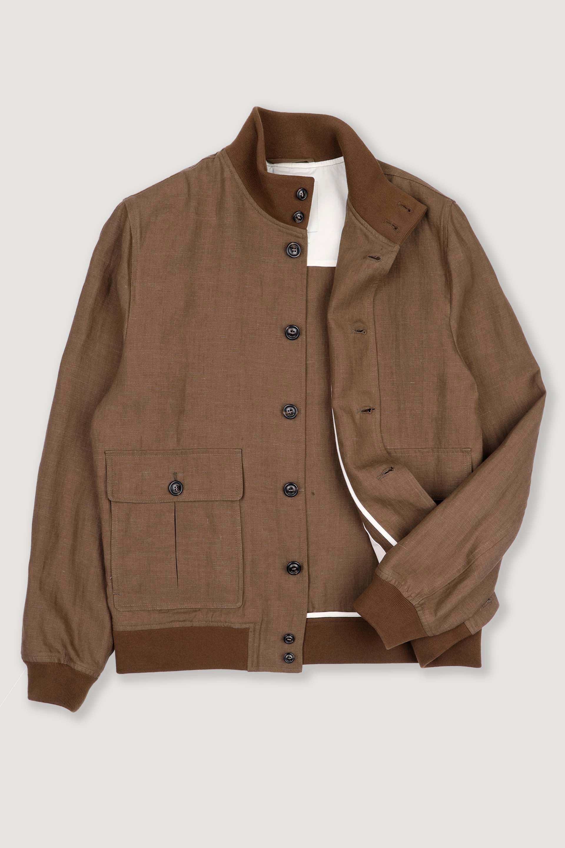 Giubbotto Valstarino in lino, sfoderato. Marrone - Ghianda