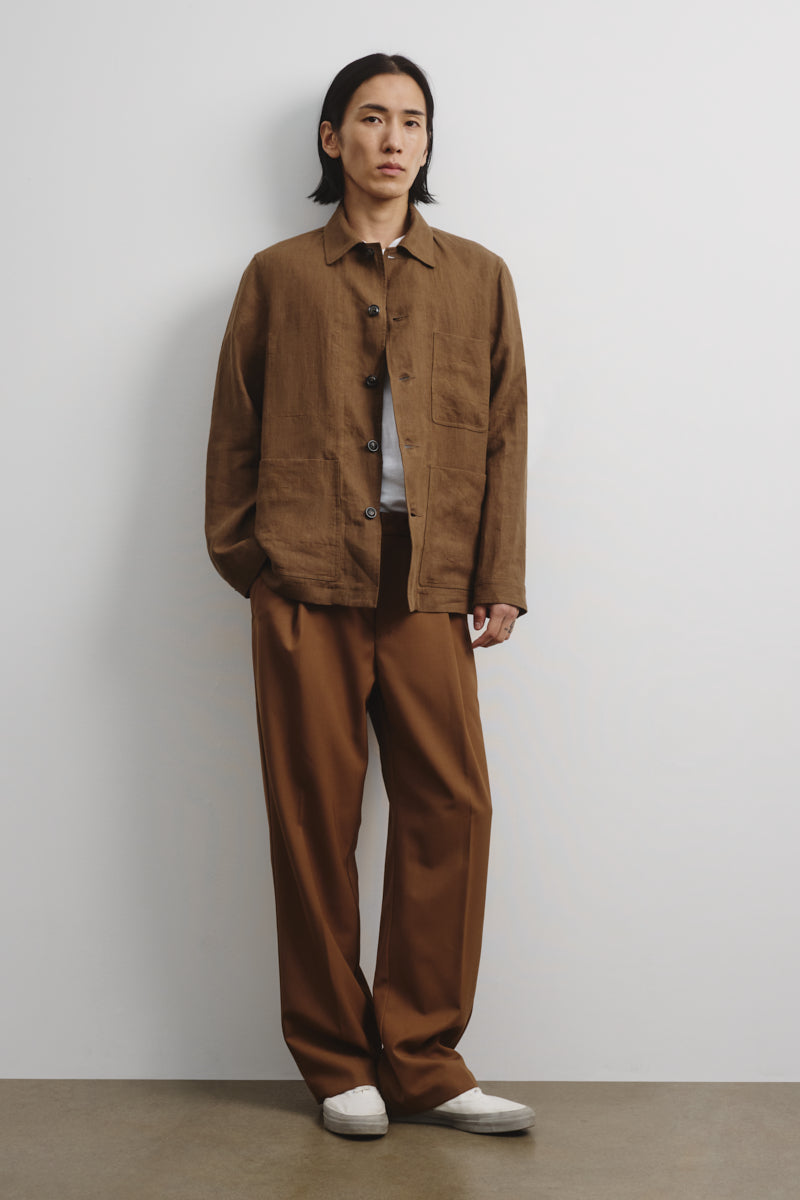 Work jacket Luke in lino, sfoderata. Marrone - Ghianda