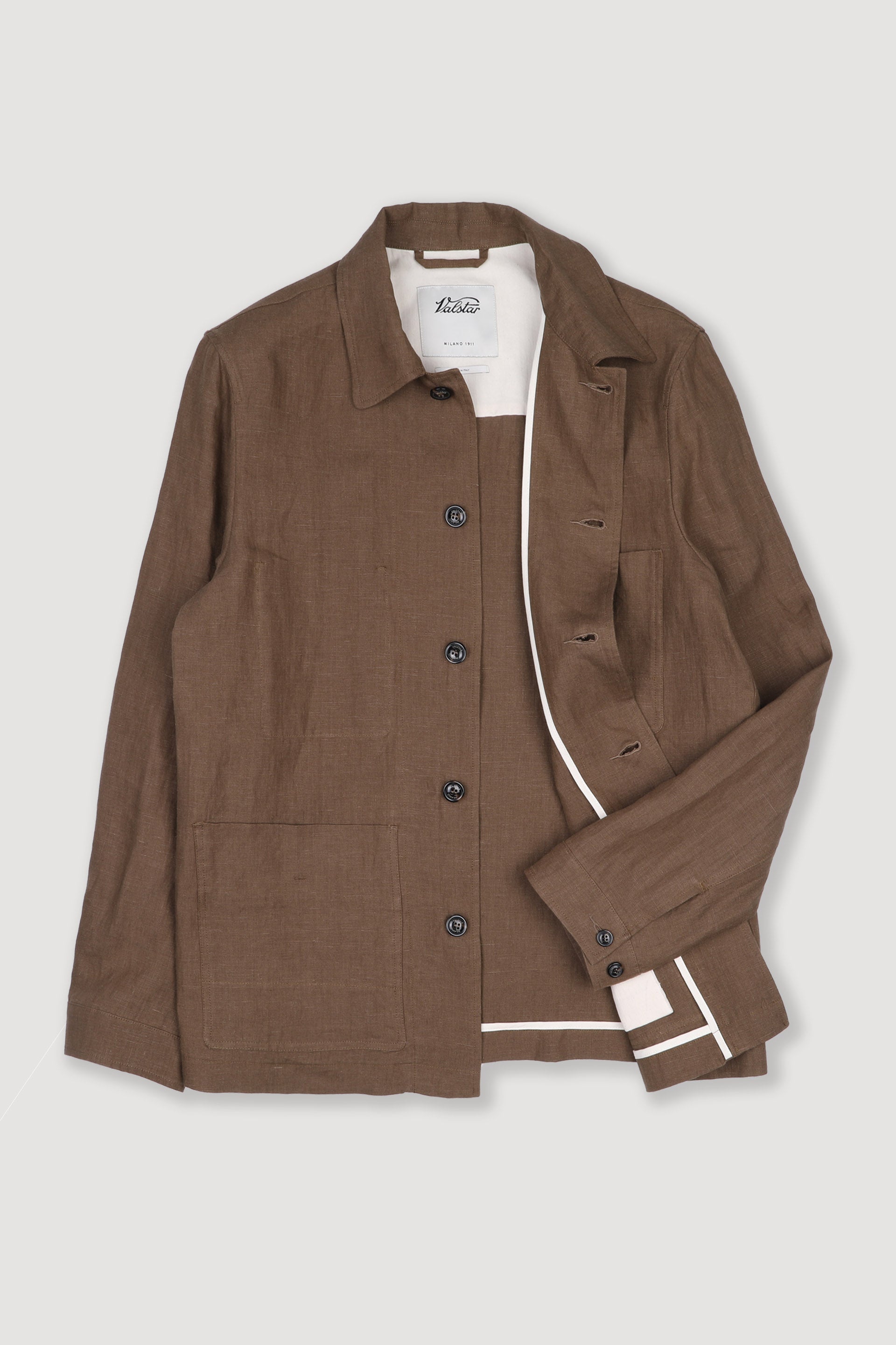 Work jacket Luke in lino, sfoderata. Marrone - Ghianda