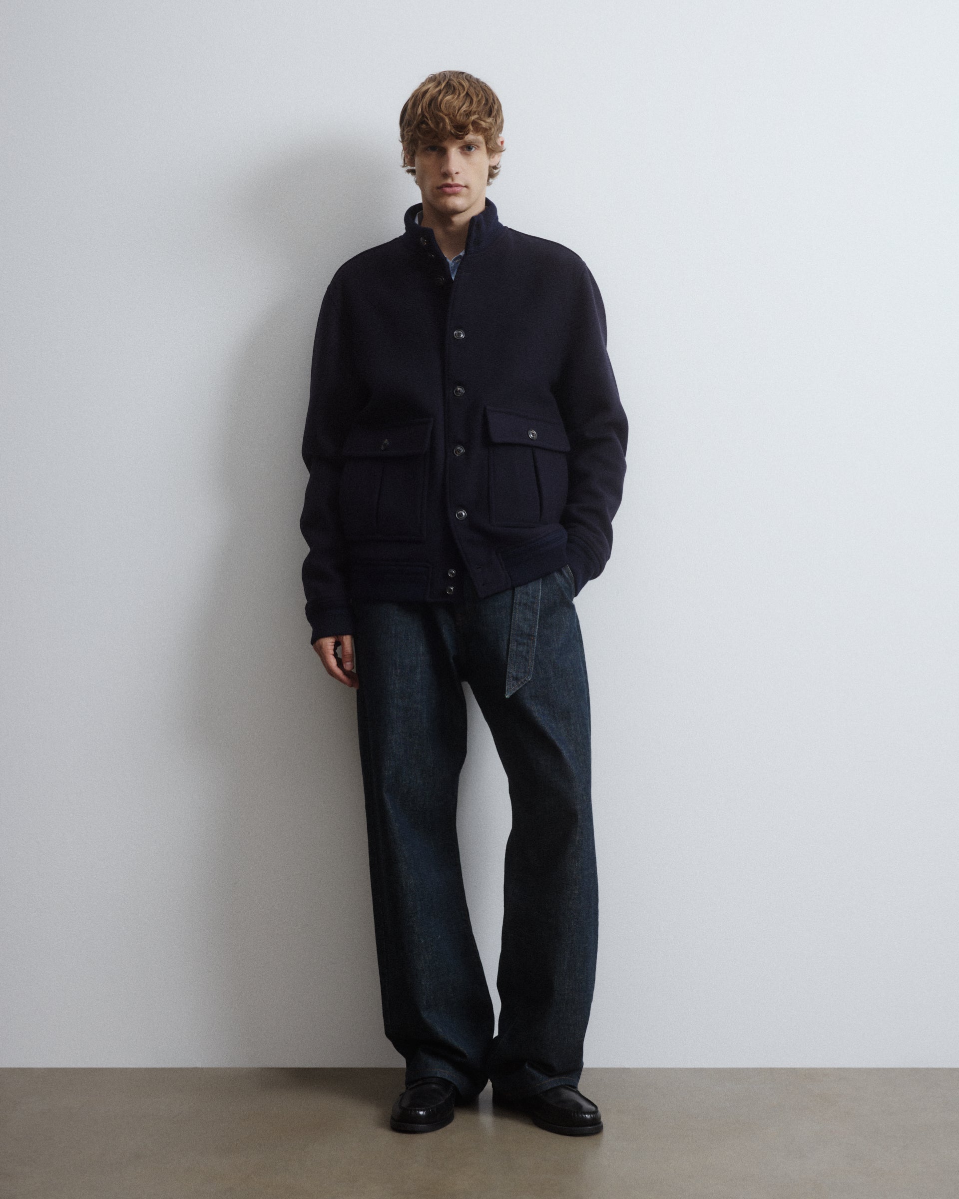 Valstarino jacket in virgin wool felt, lined. Blue - Navy