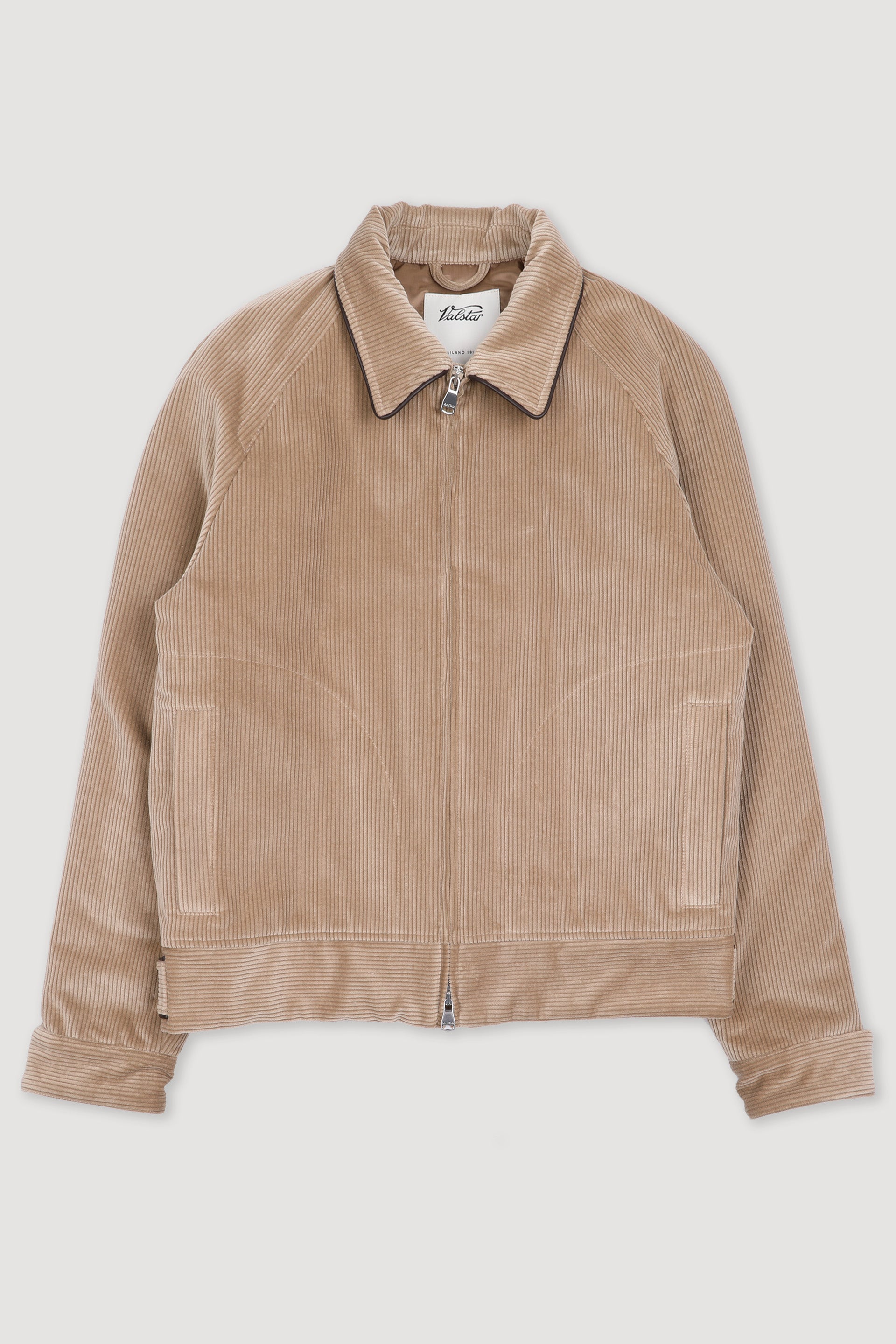 Valstar ベージュ スエードジャケット　46 Padded zip jacket in stretch cotton corduroy. Beige - Sable