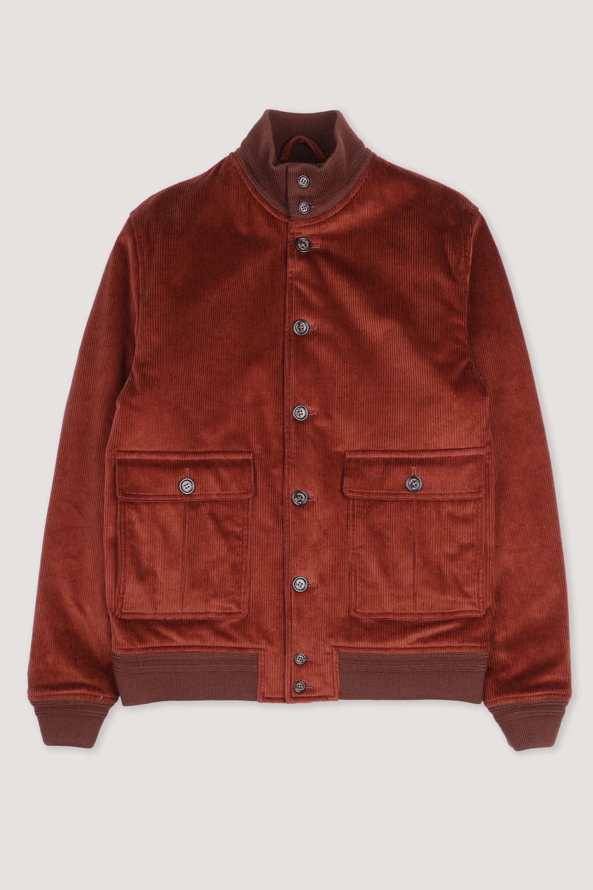 Padded Valstarino jacket in stretch cotton corduroy. Orange - Terra di