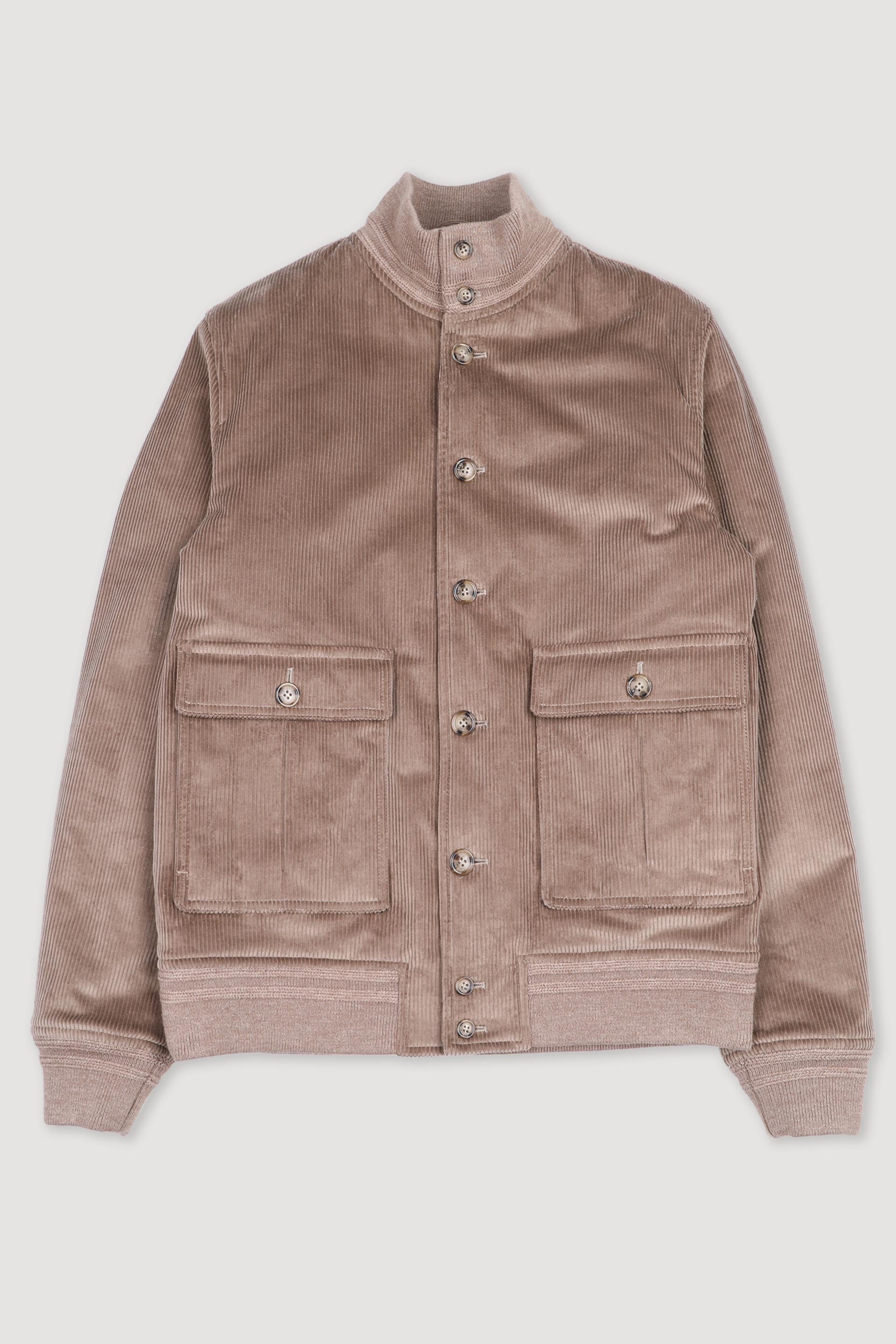 Padded Valstarino jacket in stretch cotton corduroy. Brown - Farro