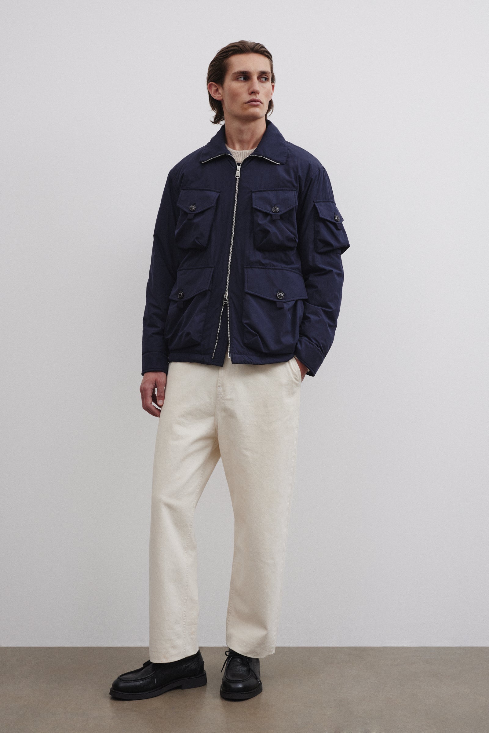 George padded field jacket in water repellent technical Blue