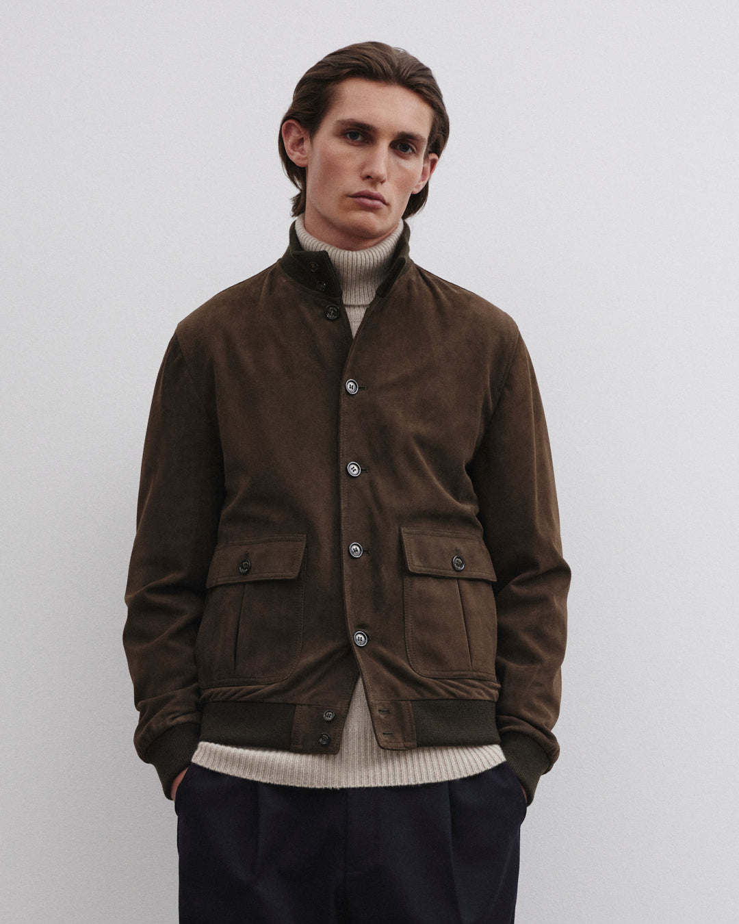 Lined Valstarino jacket in suede leather. Green - Muschio