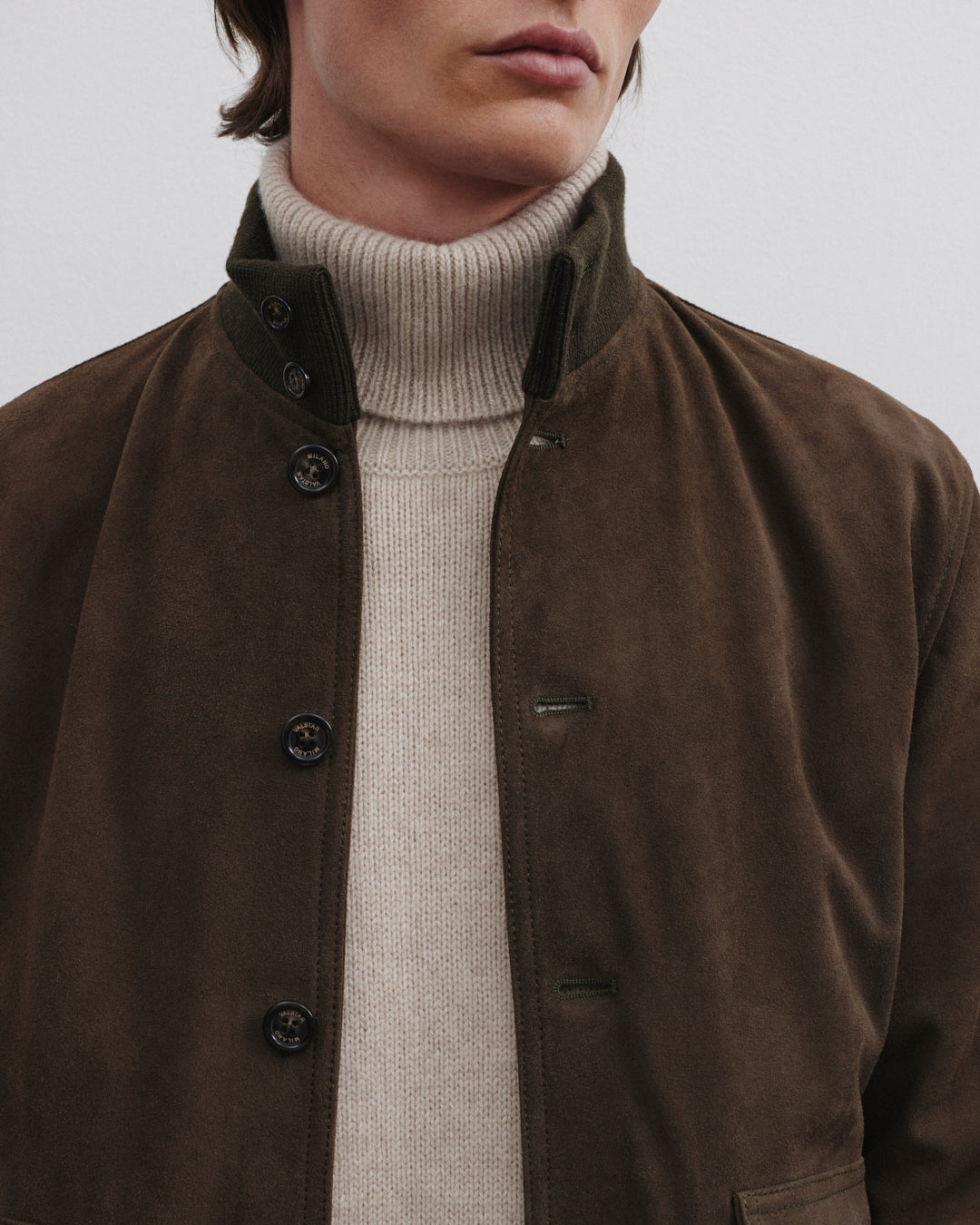 Giubbotto Valstarino in suede, foderato. Verde - Muschio