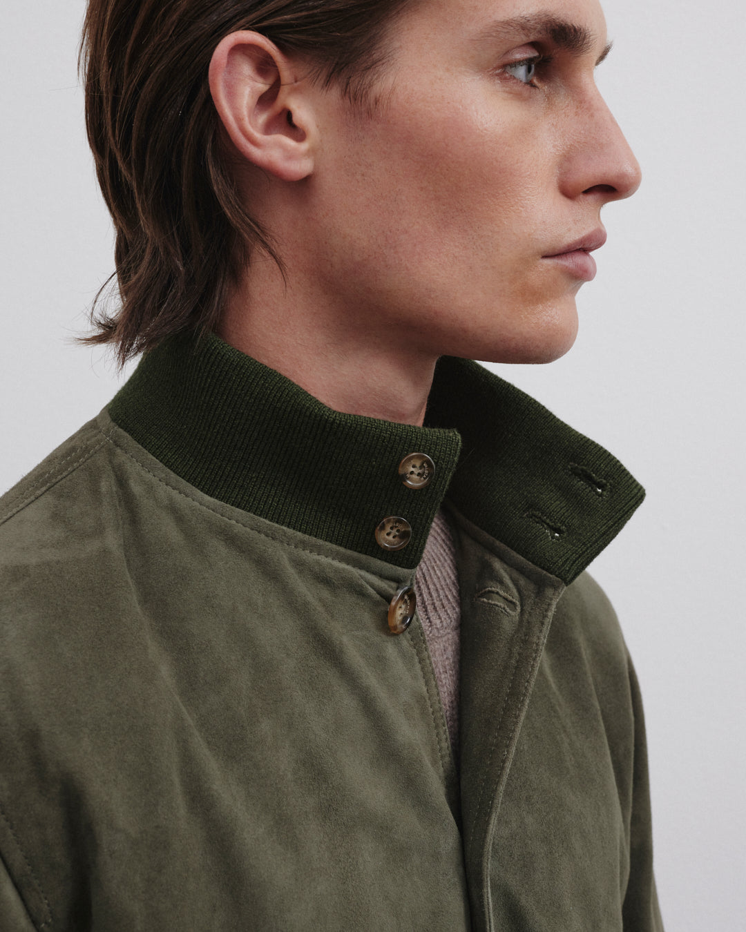 Giubbotto Valstarino in suede, foderato. Verde - Felce