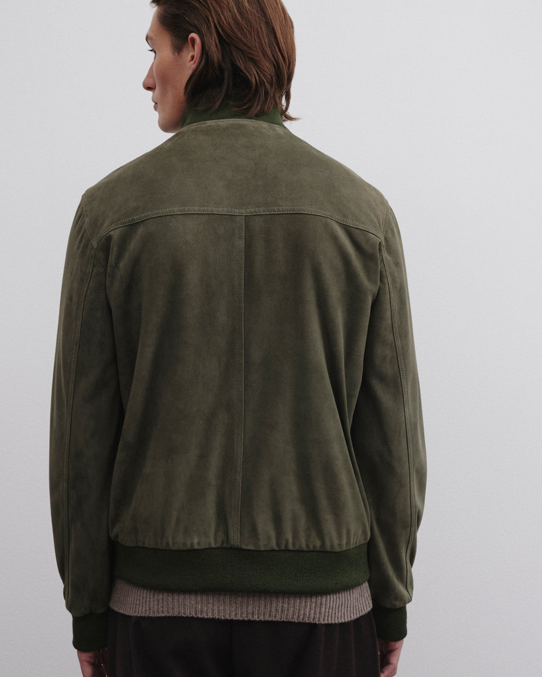 Giubbotto Valstarino in suede, foderato. Verde - Felce