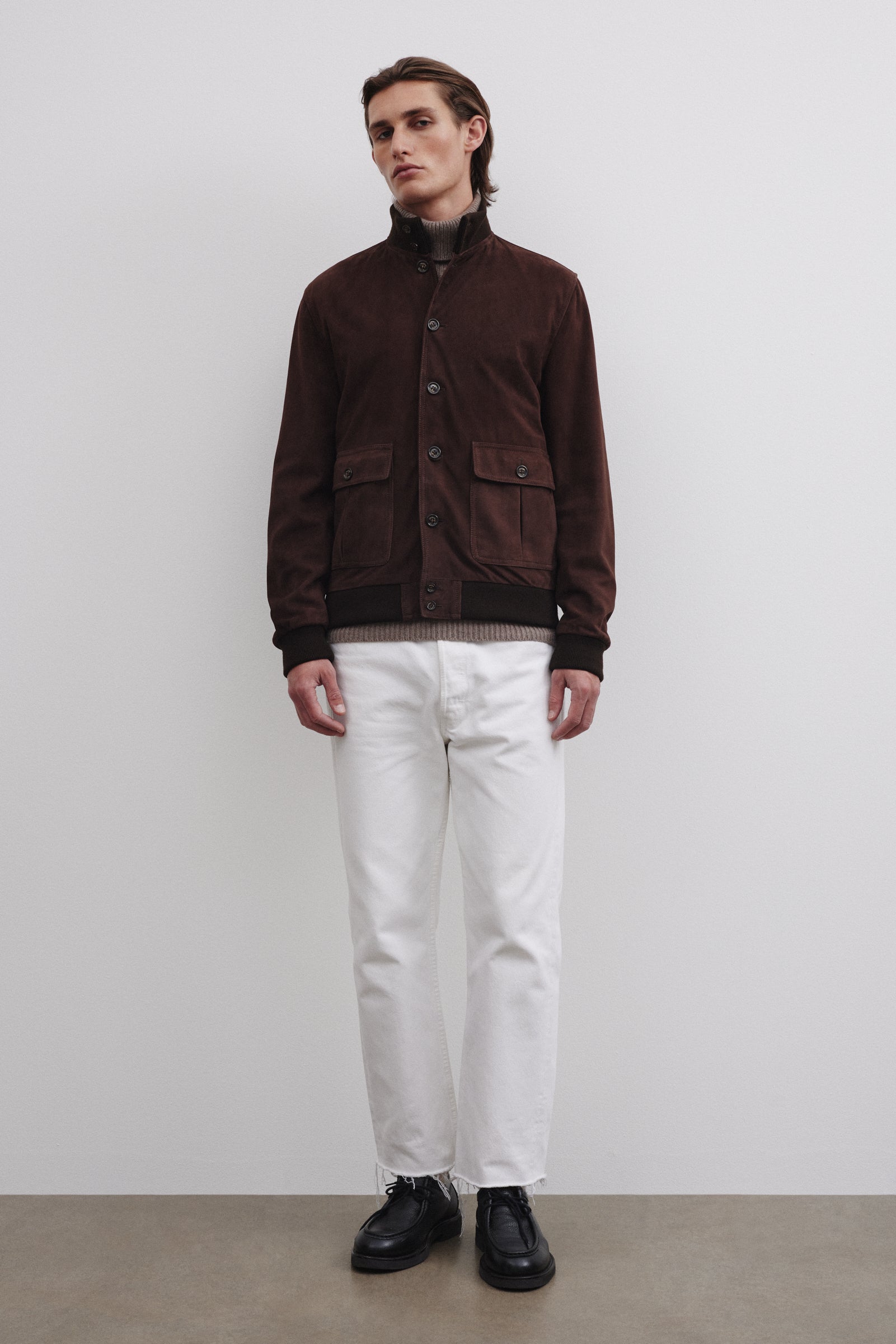 Lined Valstarino jacket in suede leather. Brown - Chocolate