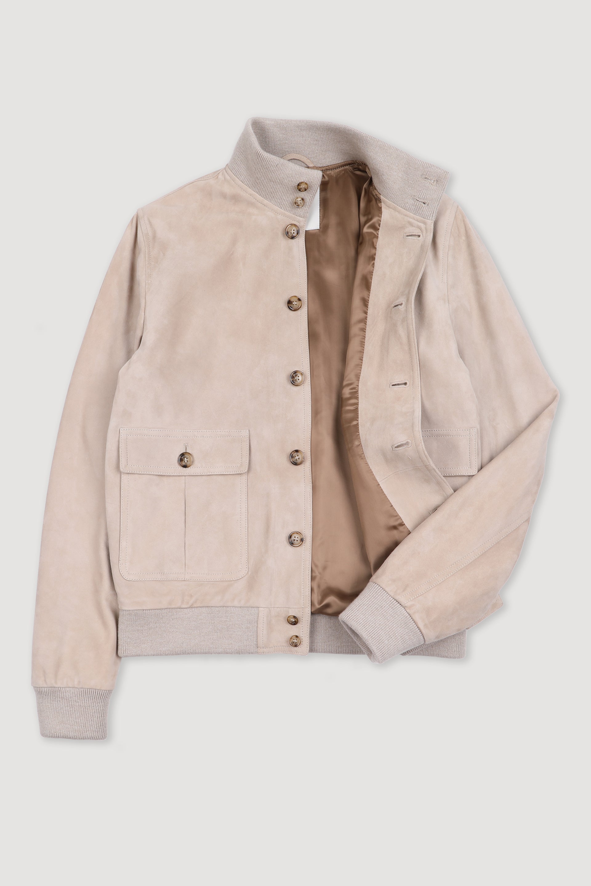 Giubbotto Valstarino in suede, foderato. Beige - Powder