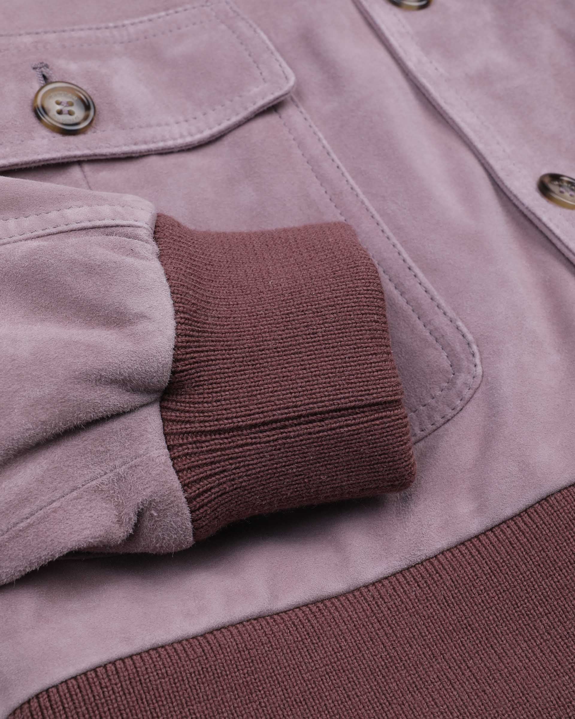 Giubbotto Valstarino in suede, foderato. Rosa - Tramonto