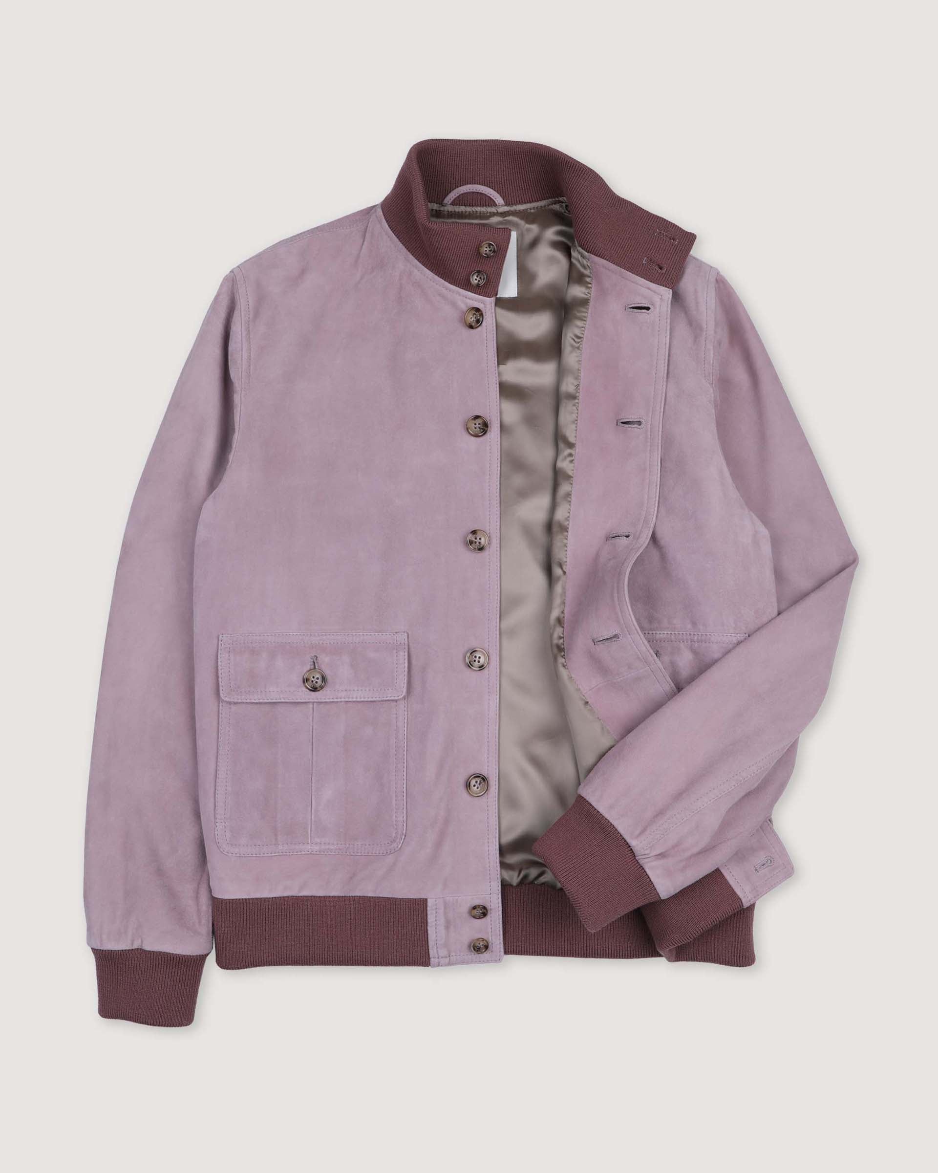 Giubbotto Valstarino in suede, foderato. Rosa - Tramonto