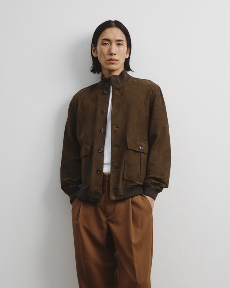 Unlined Valstarino jacket in suede leather. Green - Muschio