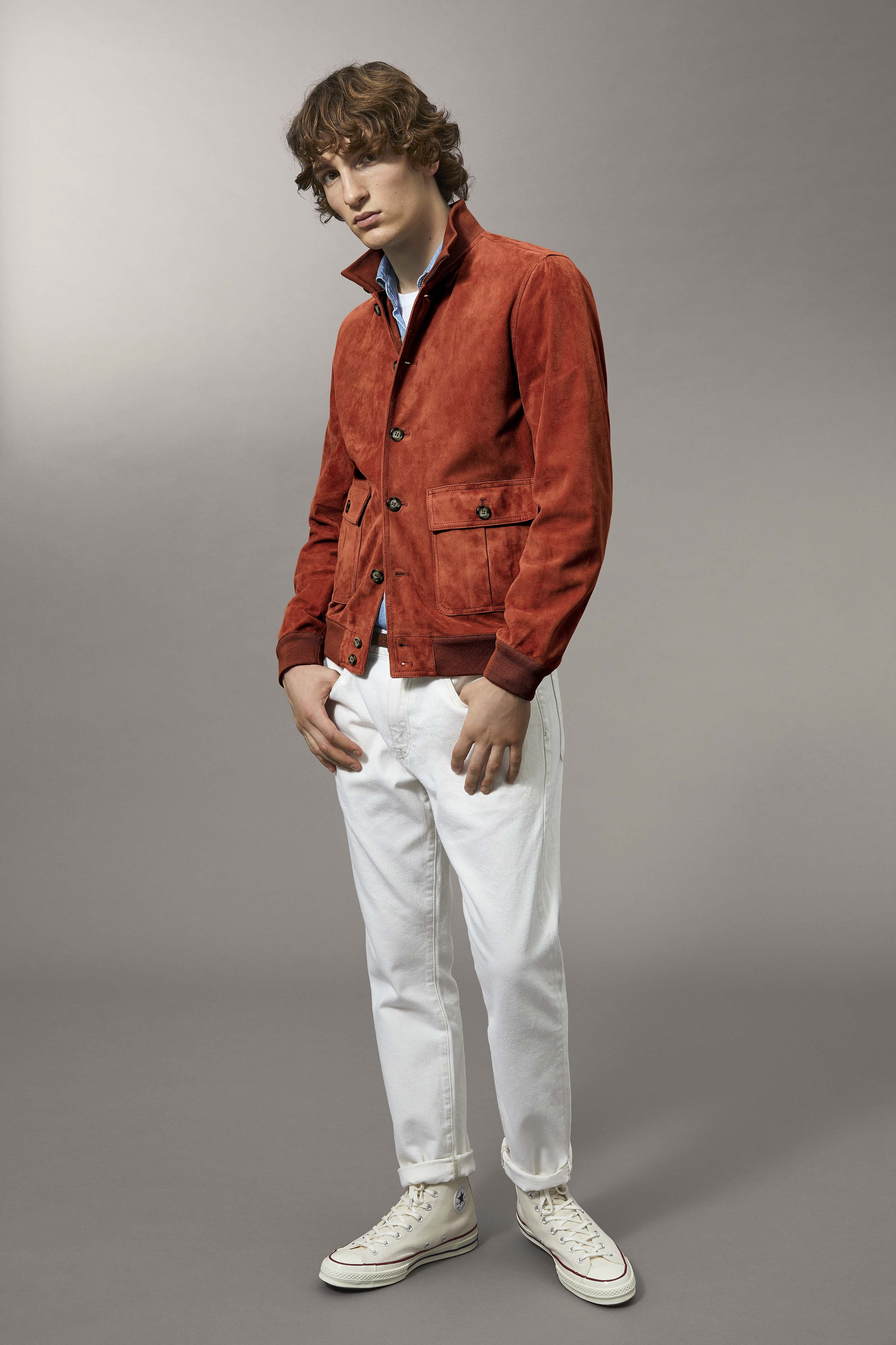 GIUBBOTTO VALSTARINO, SFODERATO, SUEDE - Terra di siena