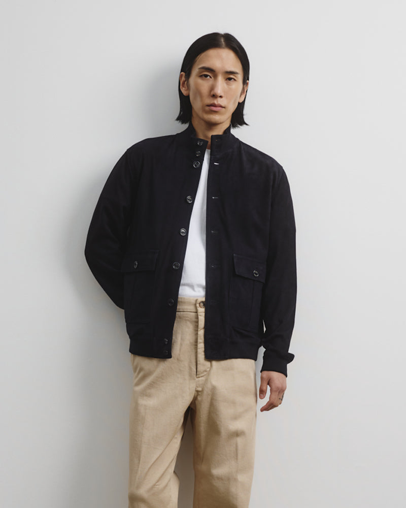 Unlined Valstarino jacket in suede leather - Dark blue