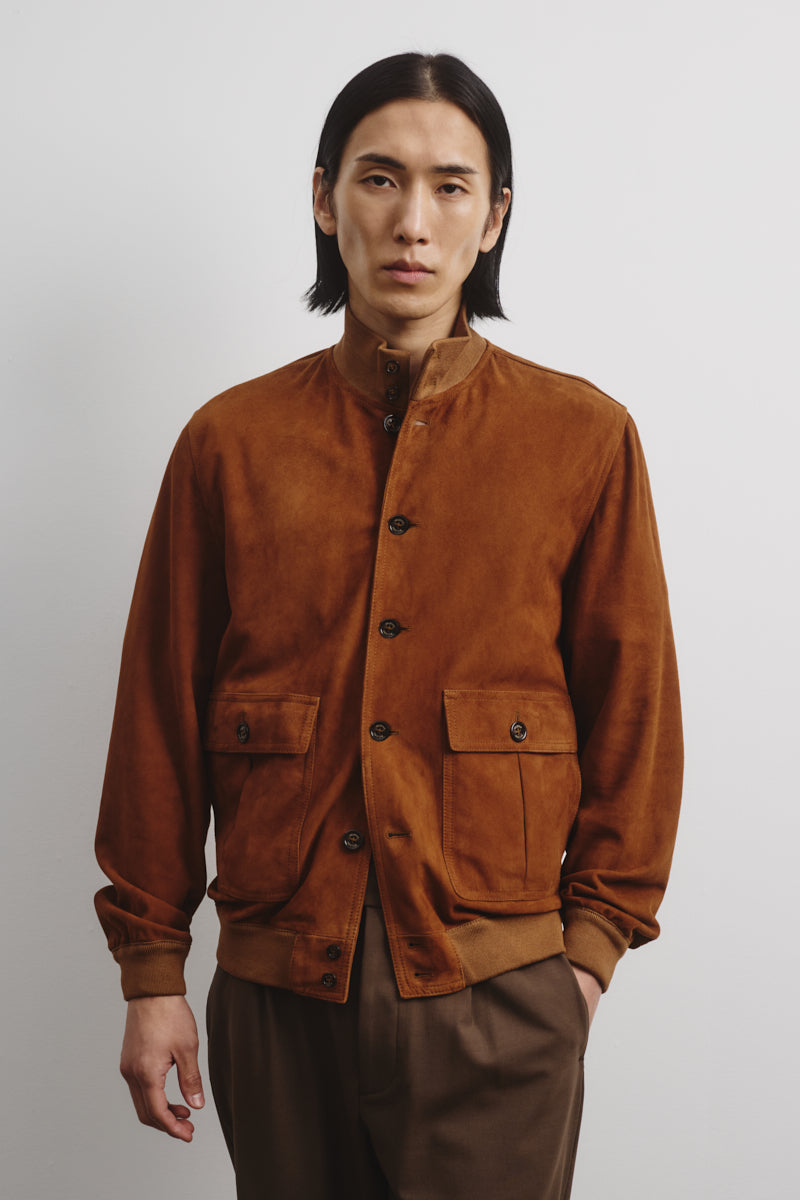 GIUBBOTTO VALSTARINO, SFODERATO, SUEDE - Tobacco