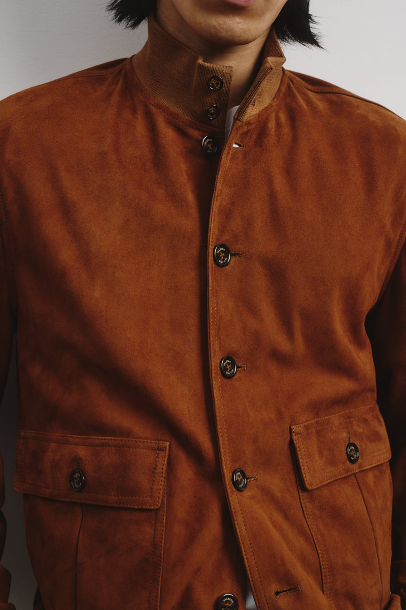 GIUBBOTTO VALSTARINO, SFODERATO, SUEDE - Tobacco