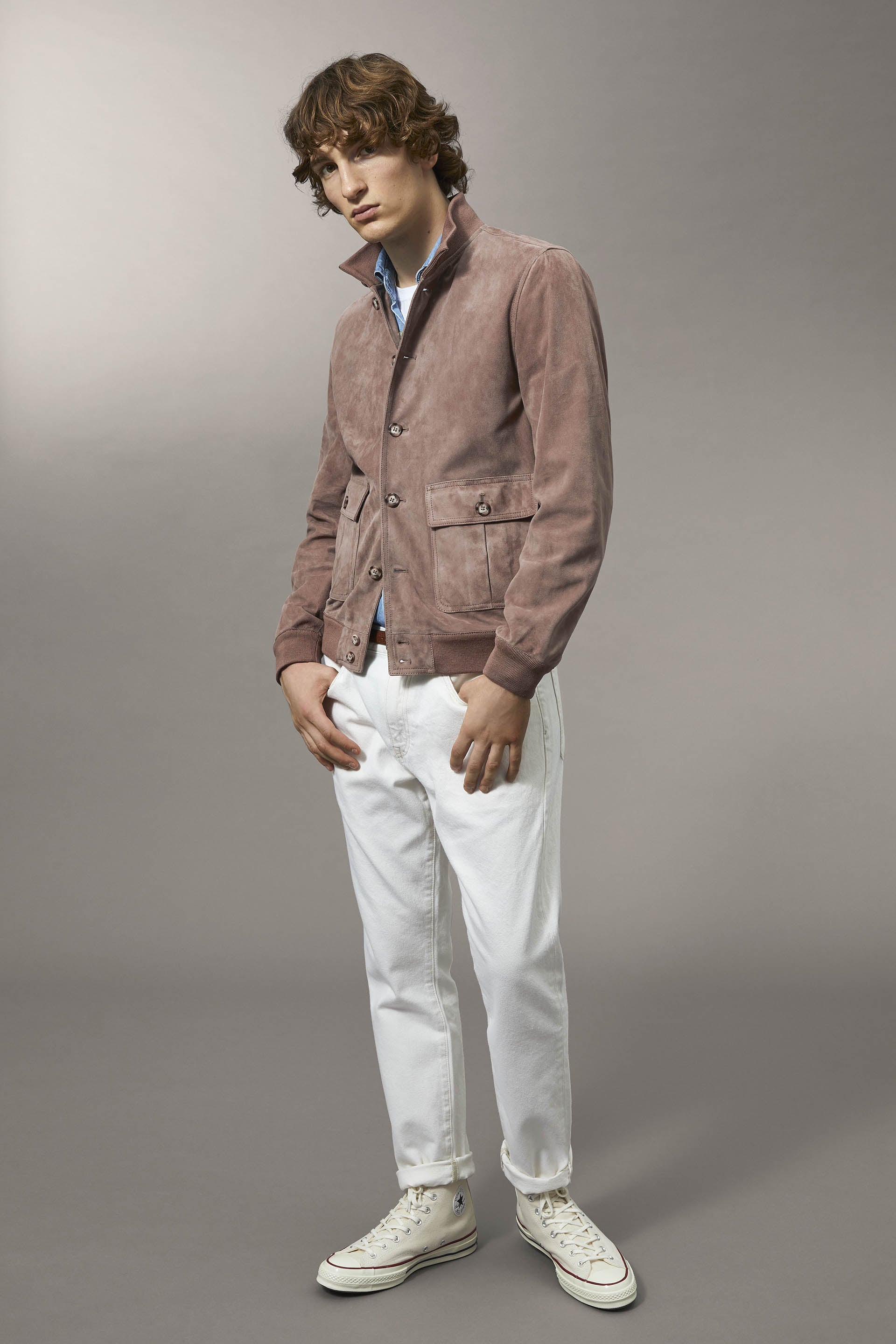 GIUBBOTTO VALSTARINO, SFODERATO, SUEDE - Grege