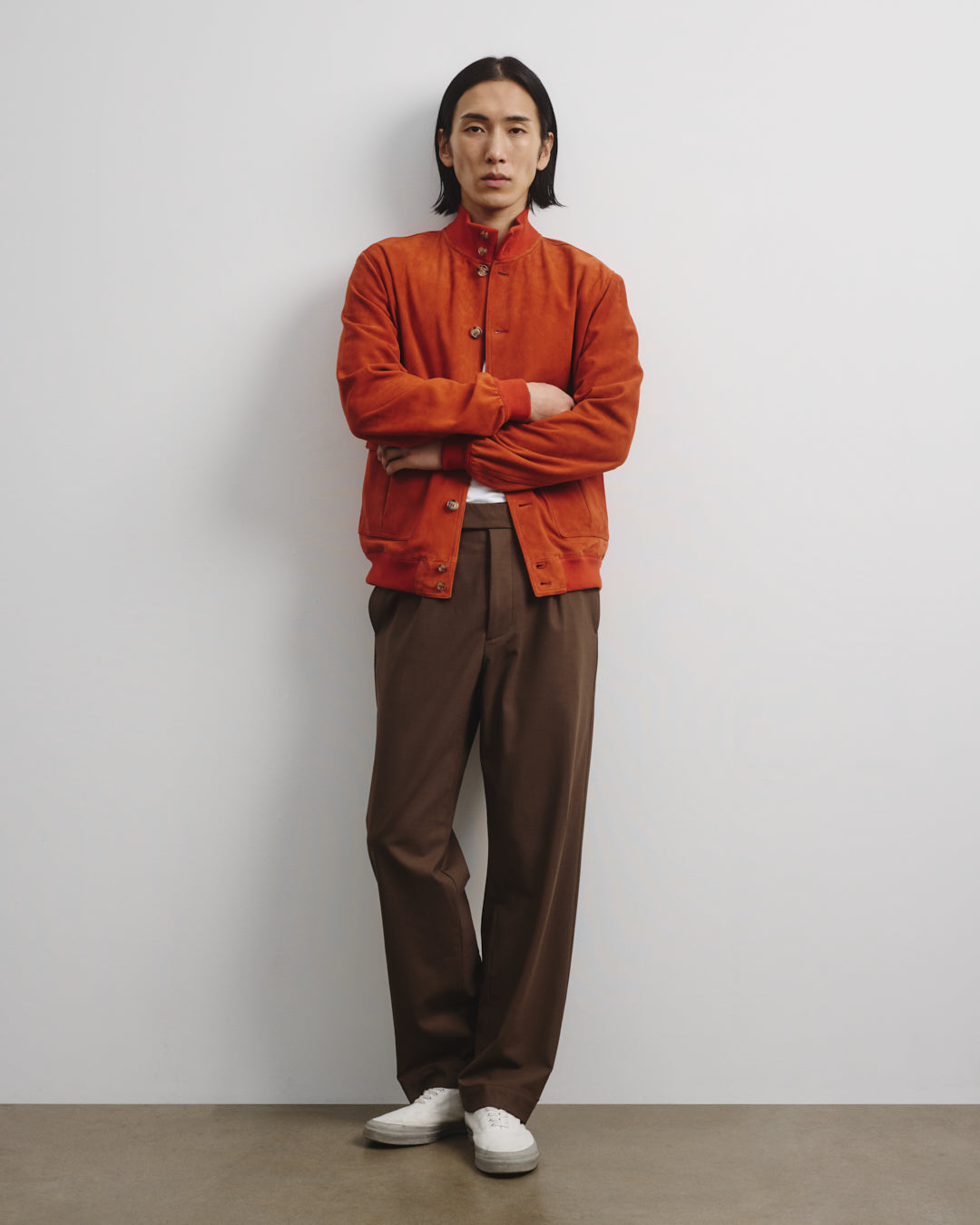 Unlined Valstarino jacket in suede leather. Orange - Coccio Unlined Valstarino jacket in suede leather. Orange - Coccio