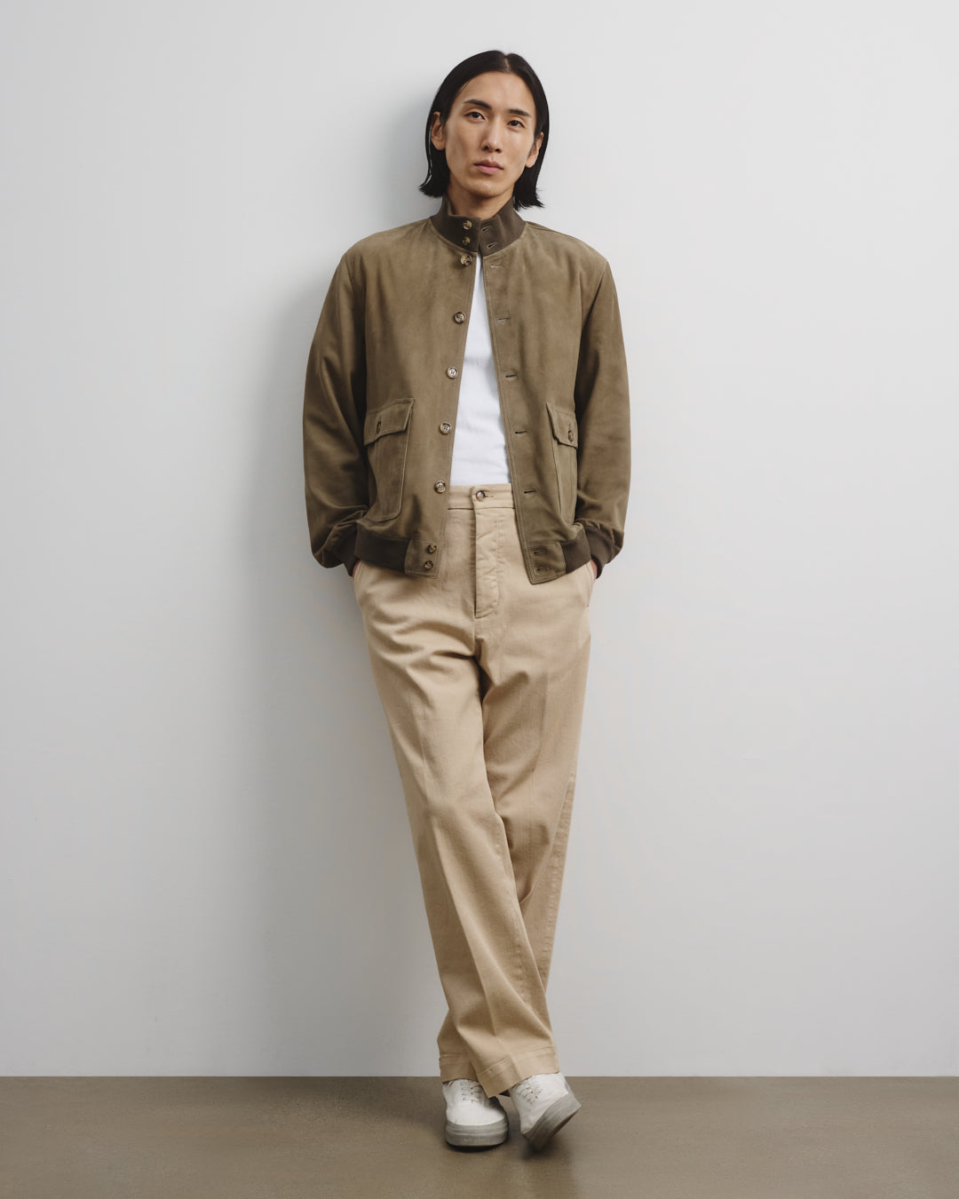 Unlined Valstarino jacket in suede leather. Green - Soldier