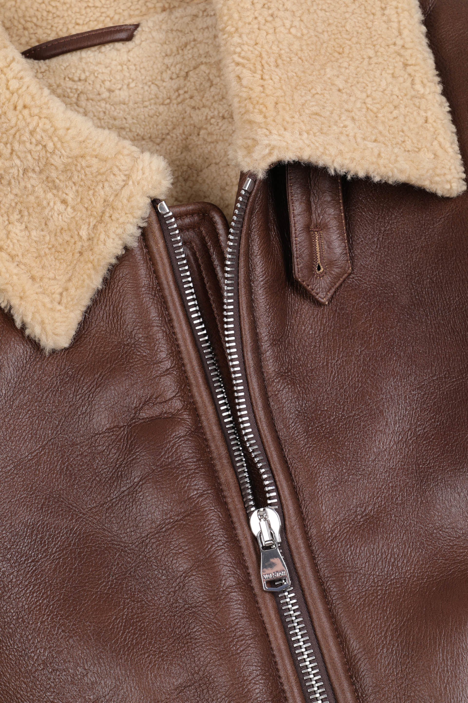 GIUBBOTTO AVIATORE IN MOTONE NAPPATO - Brown/beige