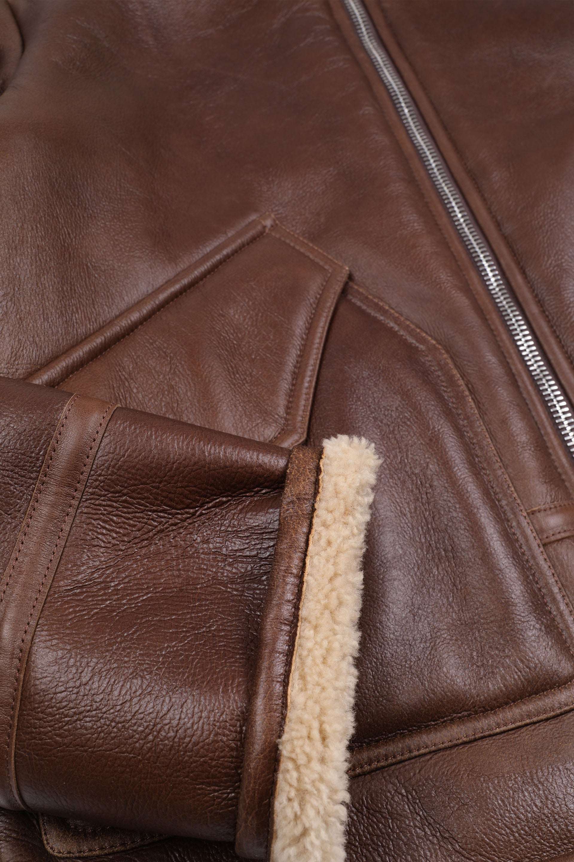 GIUBBOTTO AVIATORE IN MOTONE NAPPATO - Brown/beige