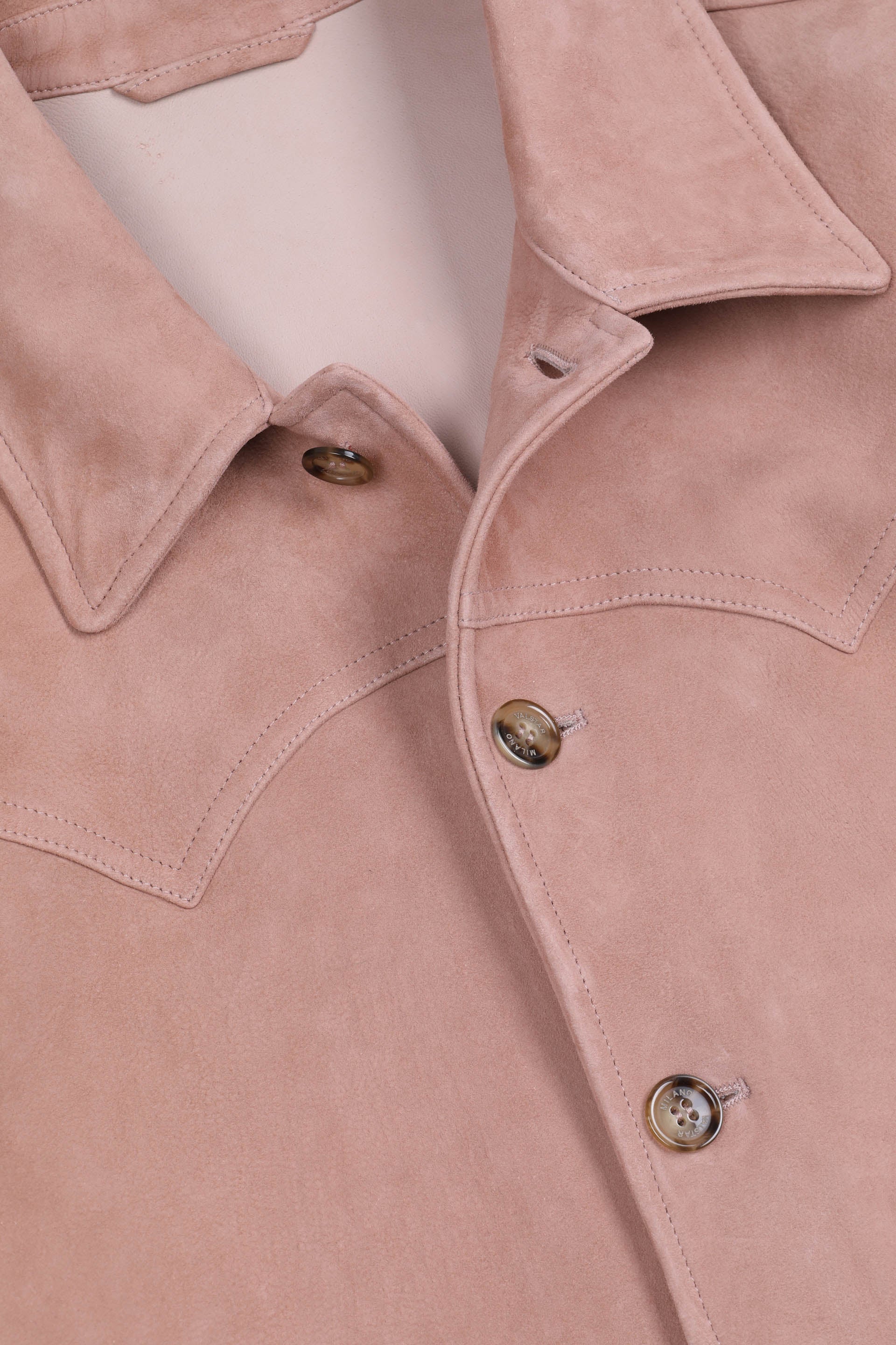 GIUBBOTTO CLINT CON BOTTONI, COLLO CAMICIA, SFODERATO, SOFT SUEDE - Wild flower rose