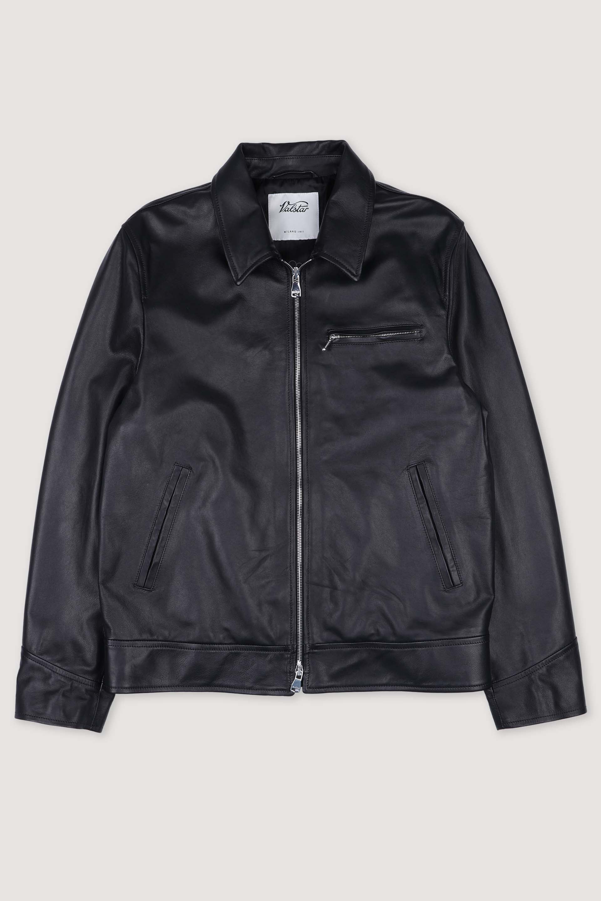 Lined biker jacket in nappa leather Black