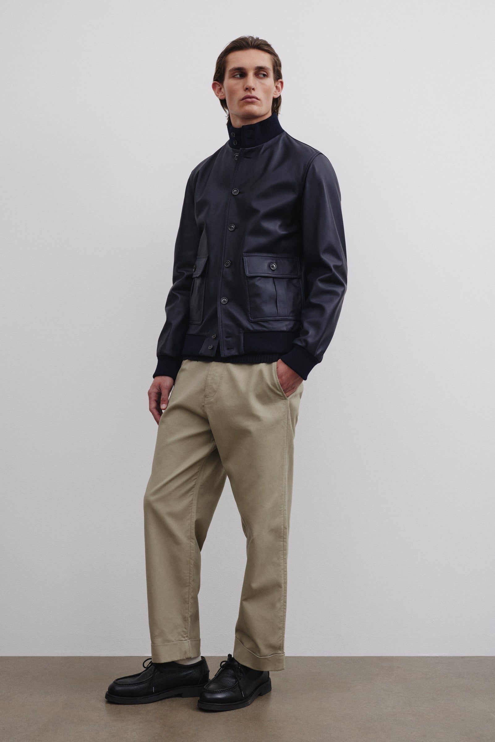 Lined Valstarino jacket in nappa leather. Blue - Navy
