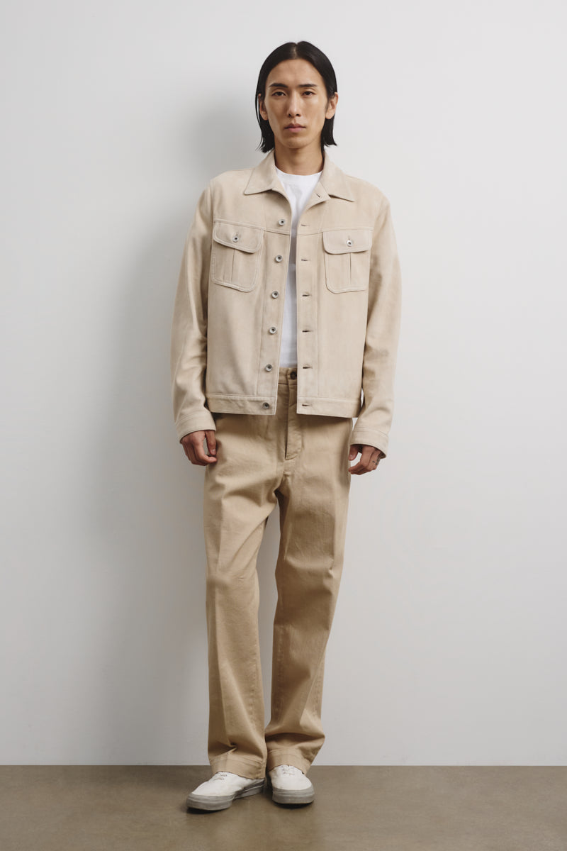 Giubbotto trucker Davis in suede, sfoderato. Beige - Sisal