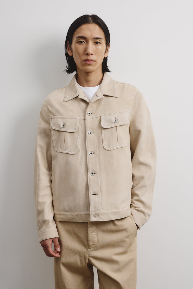 Giubbotto trucker Davis in suede, sfoderato. Beige - Sisal