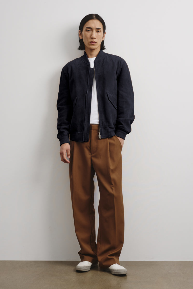 Giubbotto bomber Sergent in suede, sfoderato - Dark blue